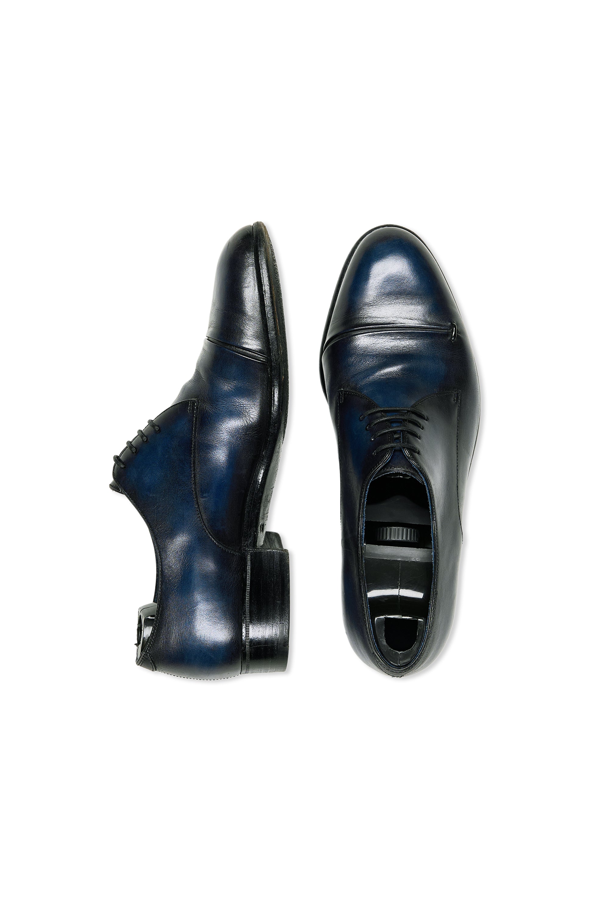 Berluti Blue Leather with Pleats Derby Shoes