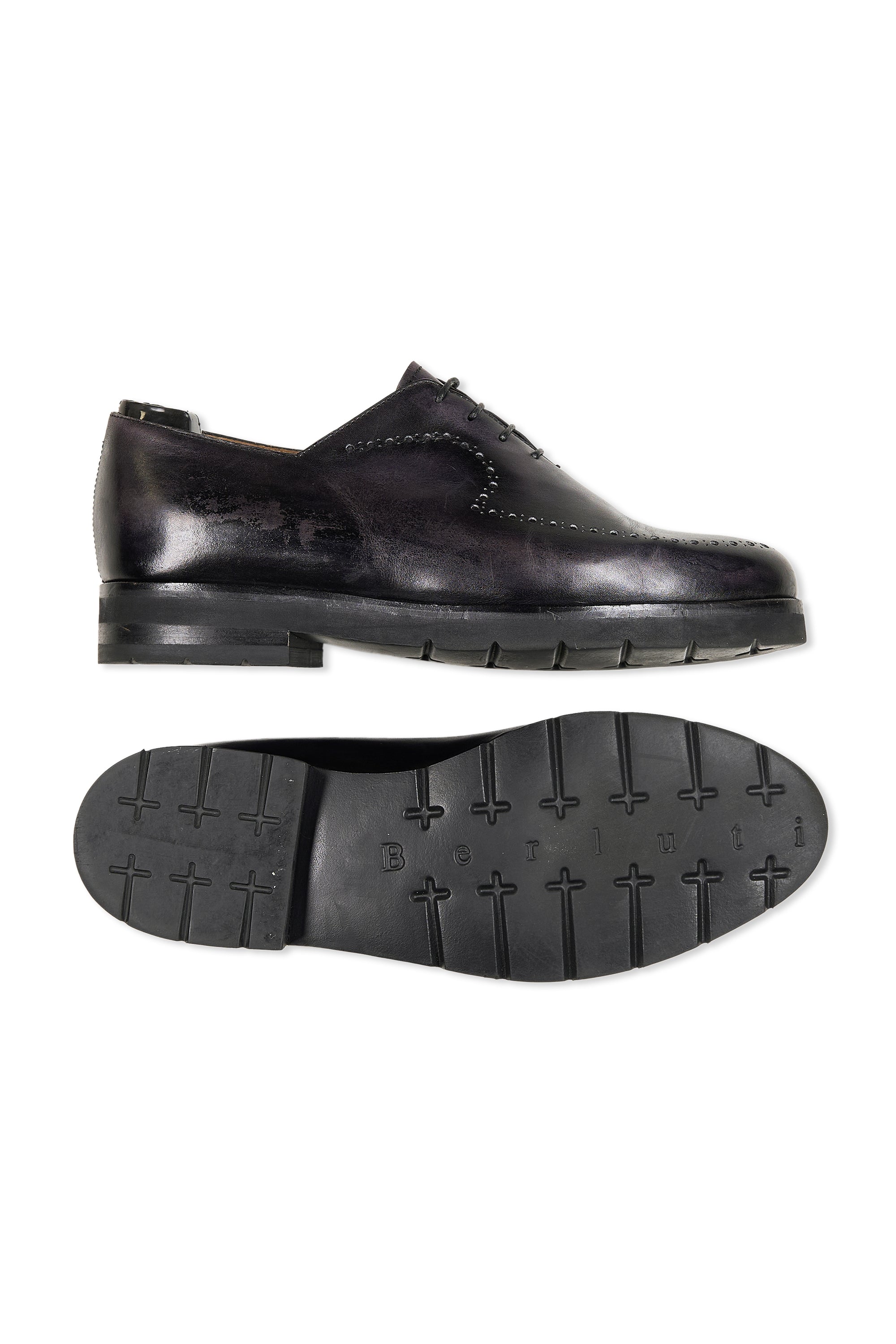 Berluti Black New Physio Whole Cut Leather Oxfords