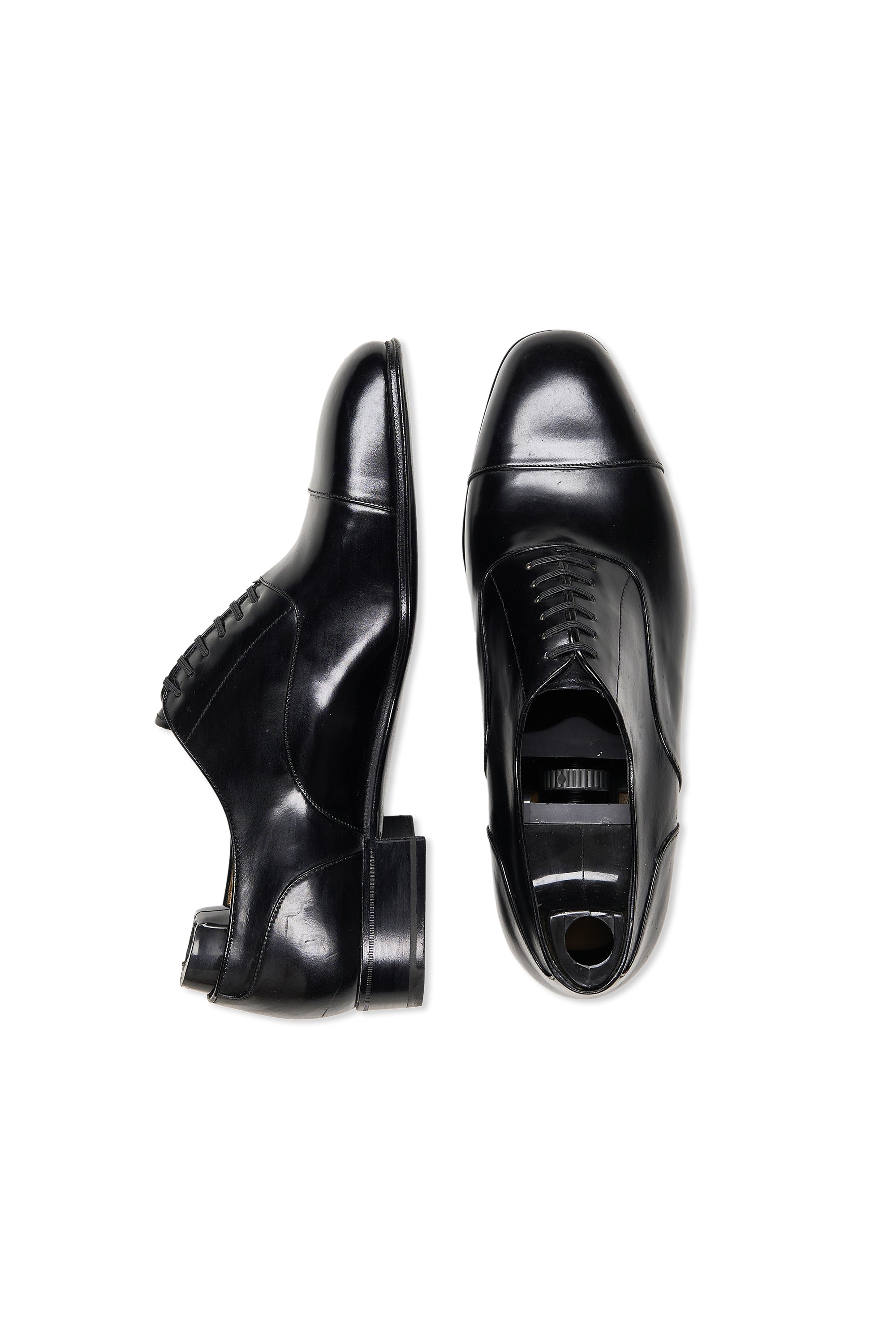 Zilli Black Leather Captoe Oxford Shoes