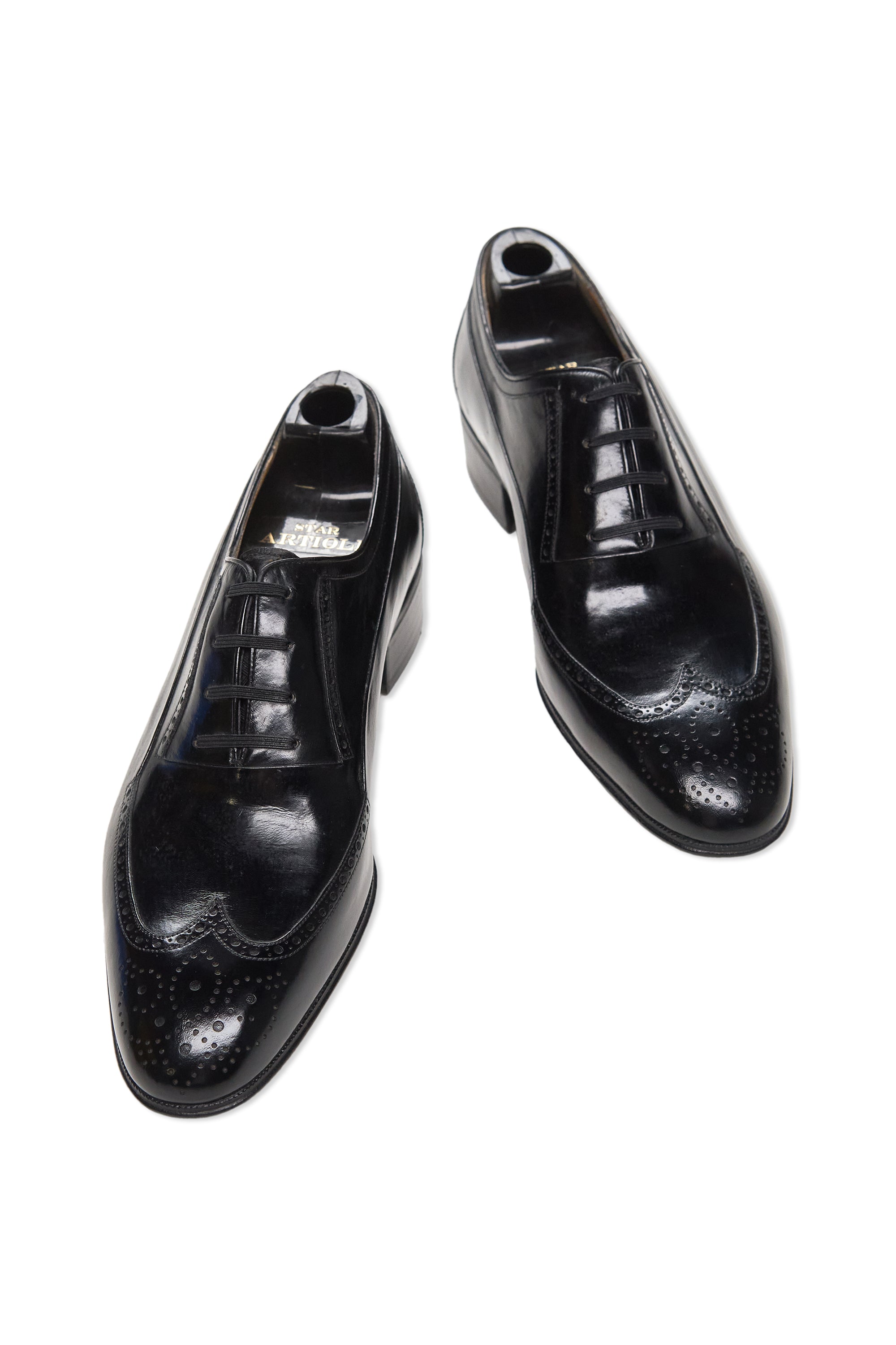 Artioli Black Leather Brogue Oxford Shoes