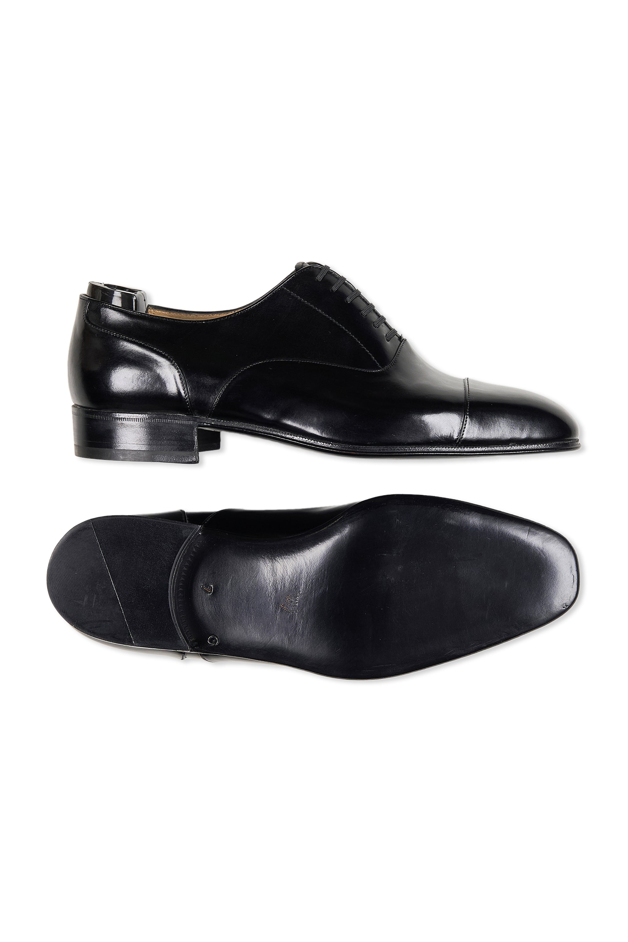 Zilli Black Leather Captoe Oxford Shoes