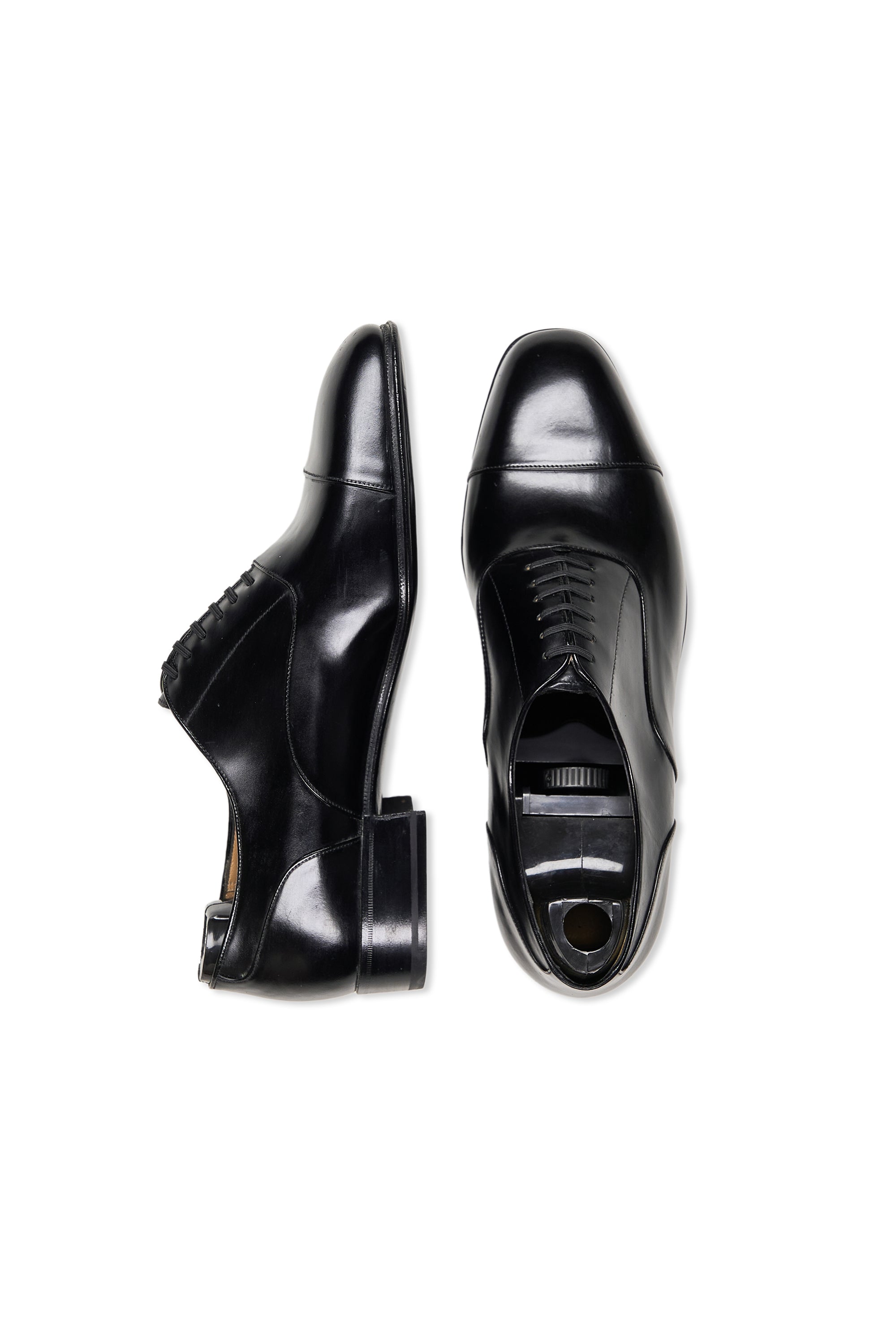 Zilli Black Leather Captoe Oxford Shoes