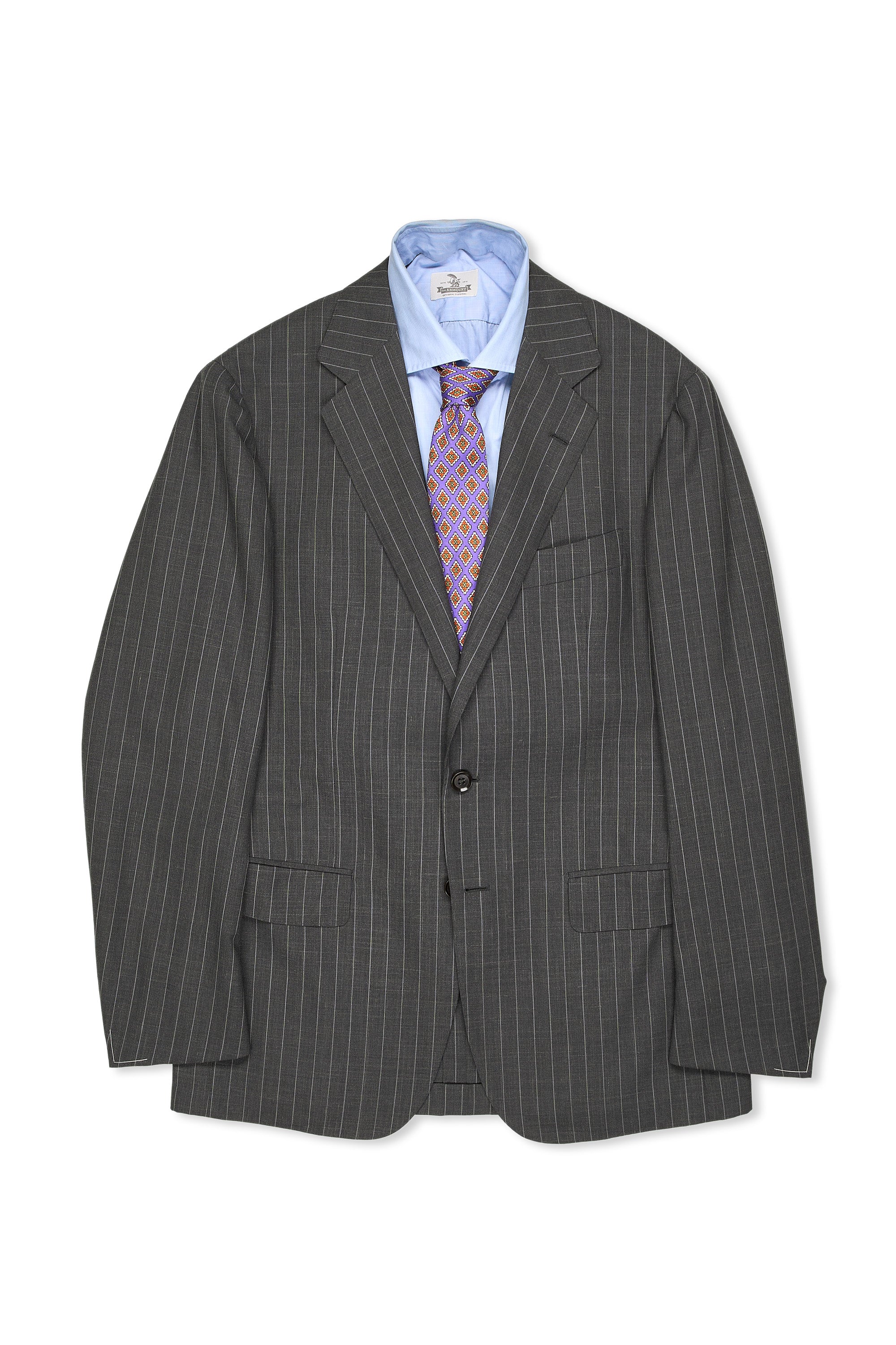 Ring Jacket AMJ-01 Grey with White Pinstripe Wool Sport Coat