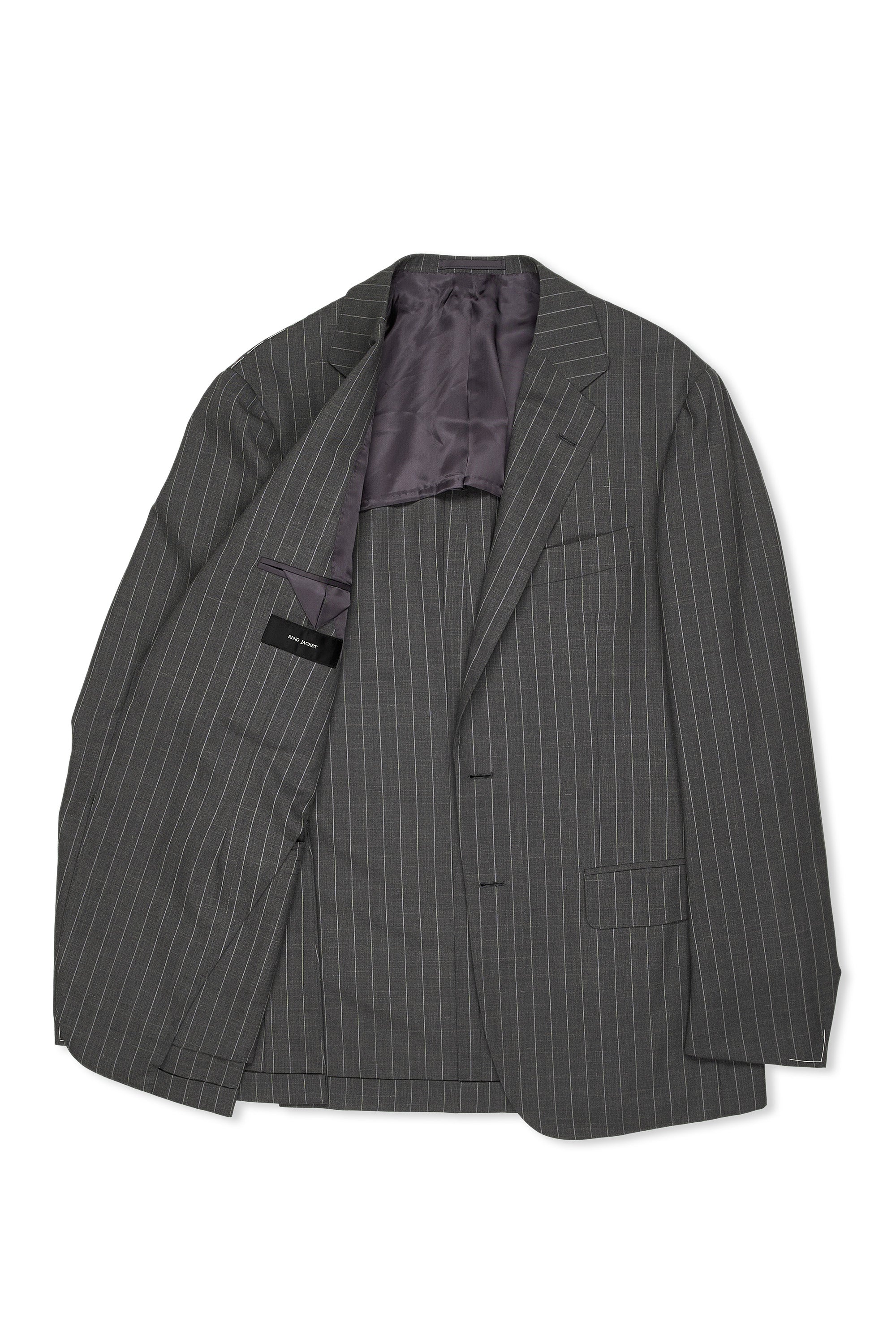 Ring Jacket AMJ-01 Grey with White Pinstripe Wool Sport Coat