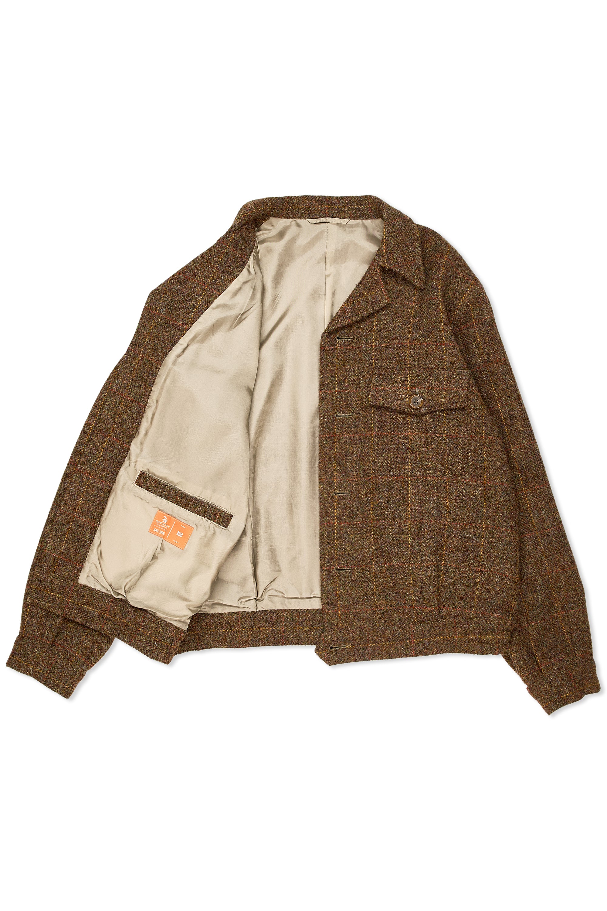 The Armoury Olive/Brown with Red/Yellow Check Tweed Wool Road Jacket MTO