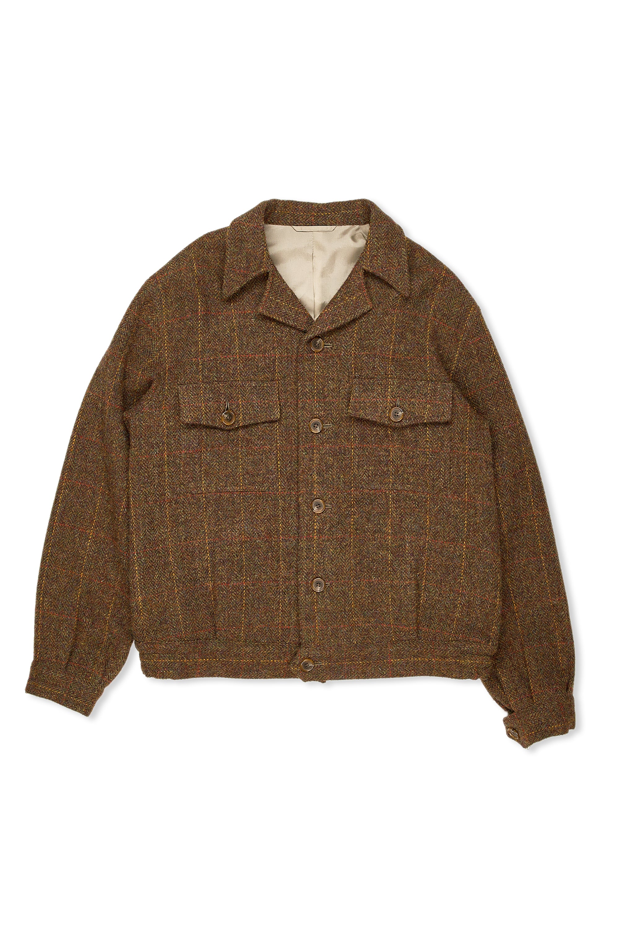 The Armoury Olive/Brown with Red/Yellow Check Tweed Wool Road Jacket MTO