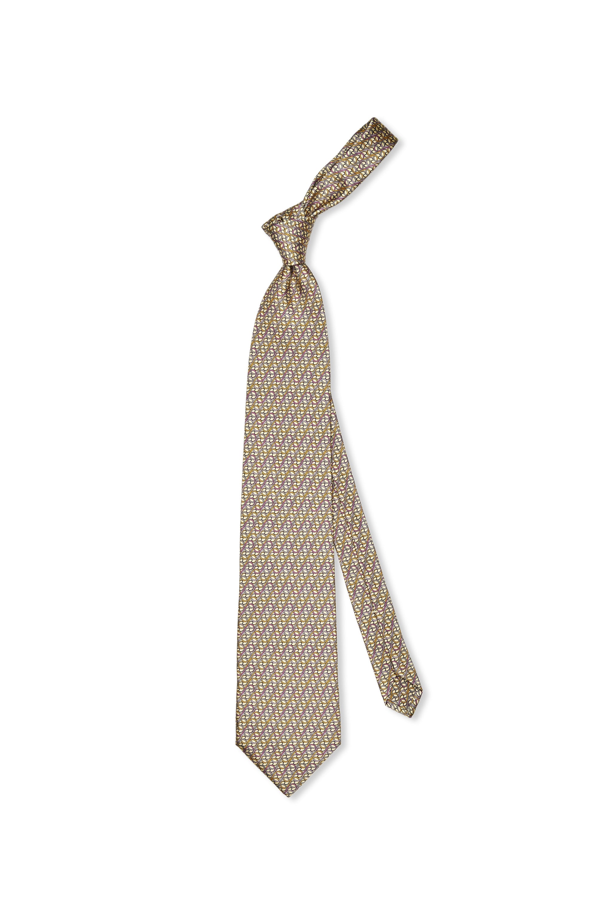 Zilli Gold with Purple/Yellow/Grey Pattern Silk Tie