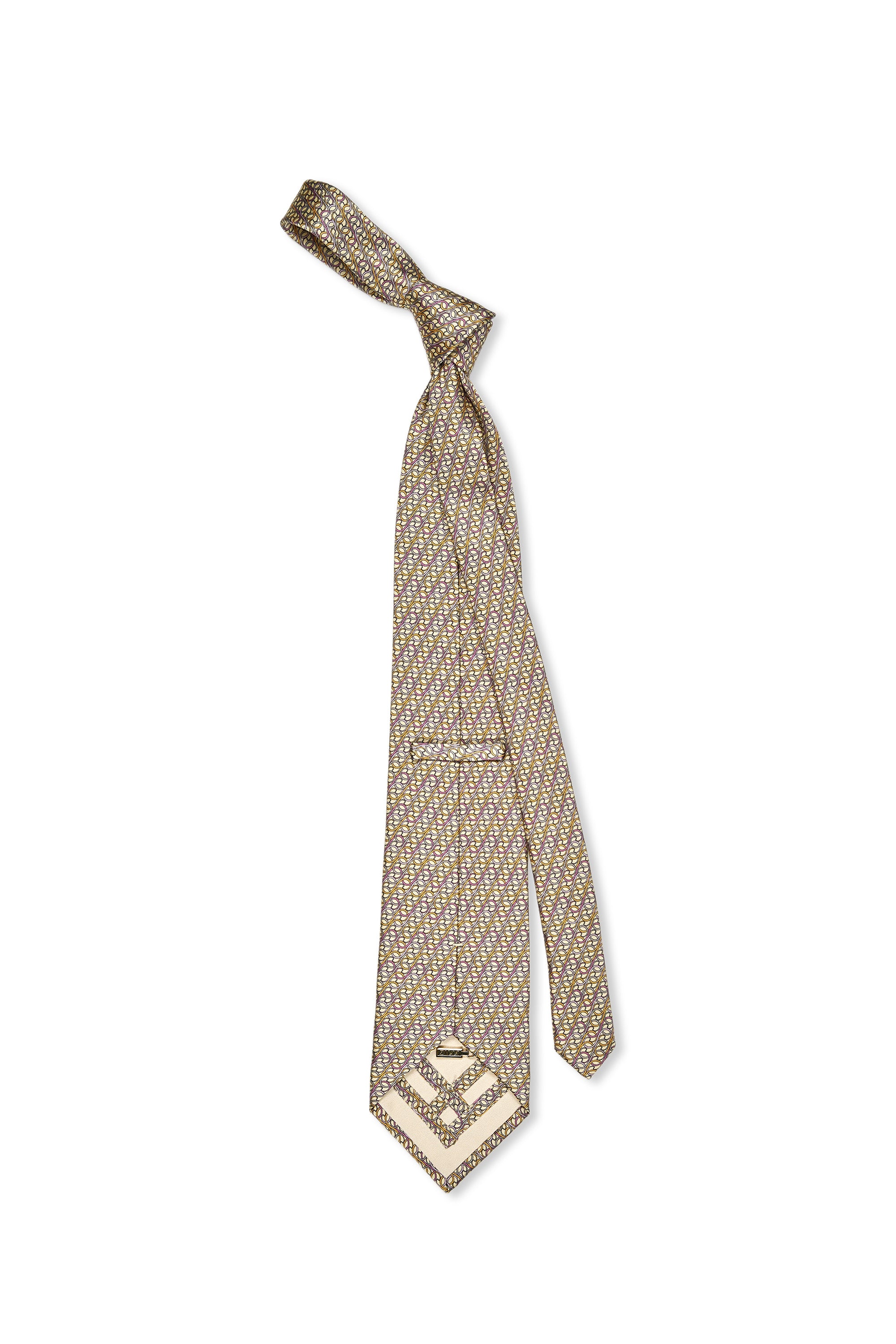 Zilli Gold with Purple/Yellow/Grey Pattern Silk Tie