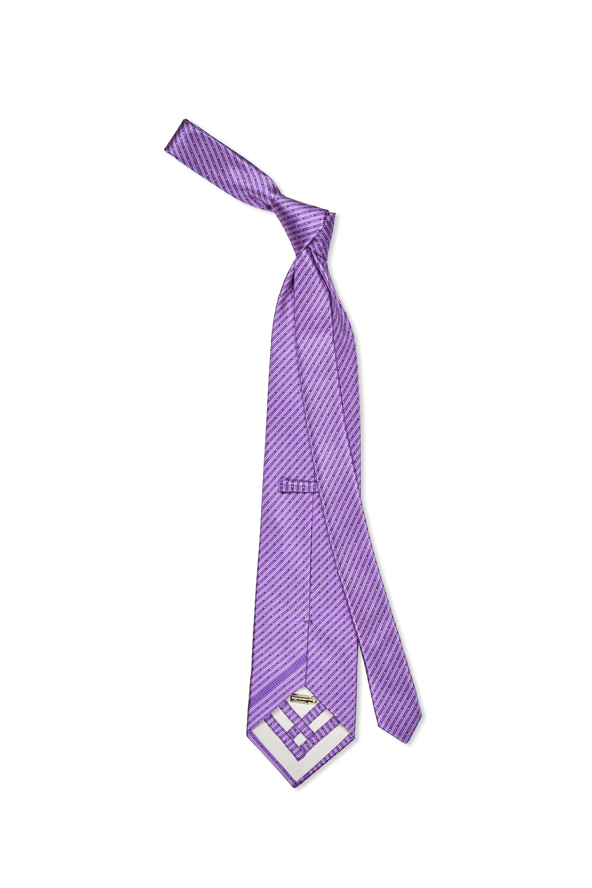 Zilli Purple/Silver Stripe and Dot Pattern Silk Tie