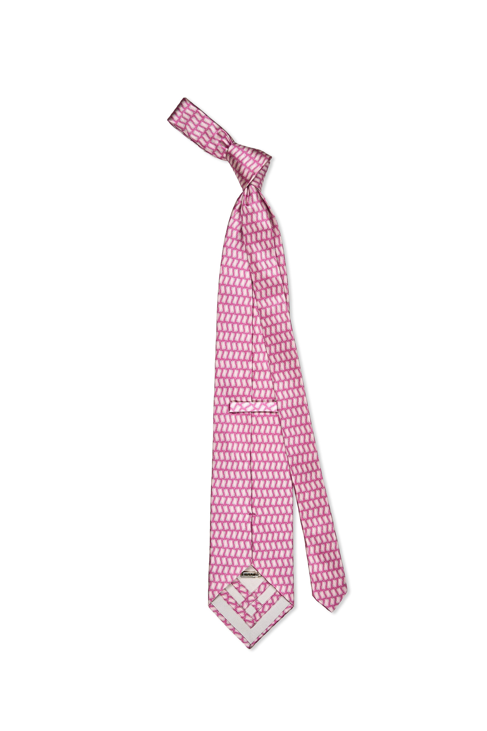 Zilli Pink Card Pattern Silk Tie
