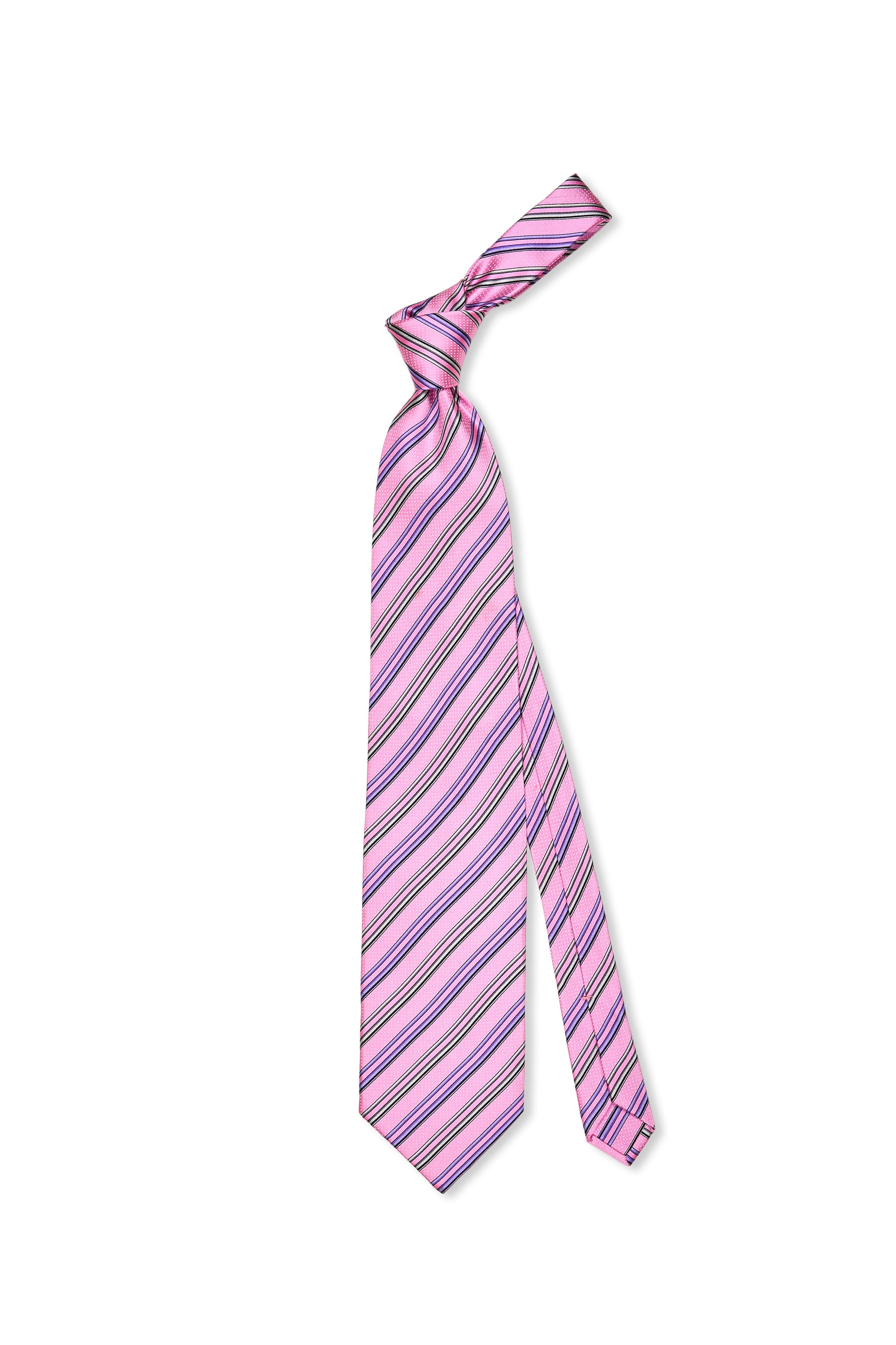 Zilli Pink with Purple/Silver Stripe Silk Tie