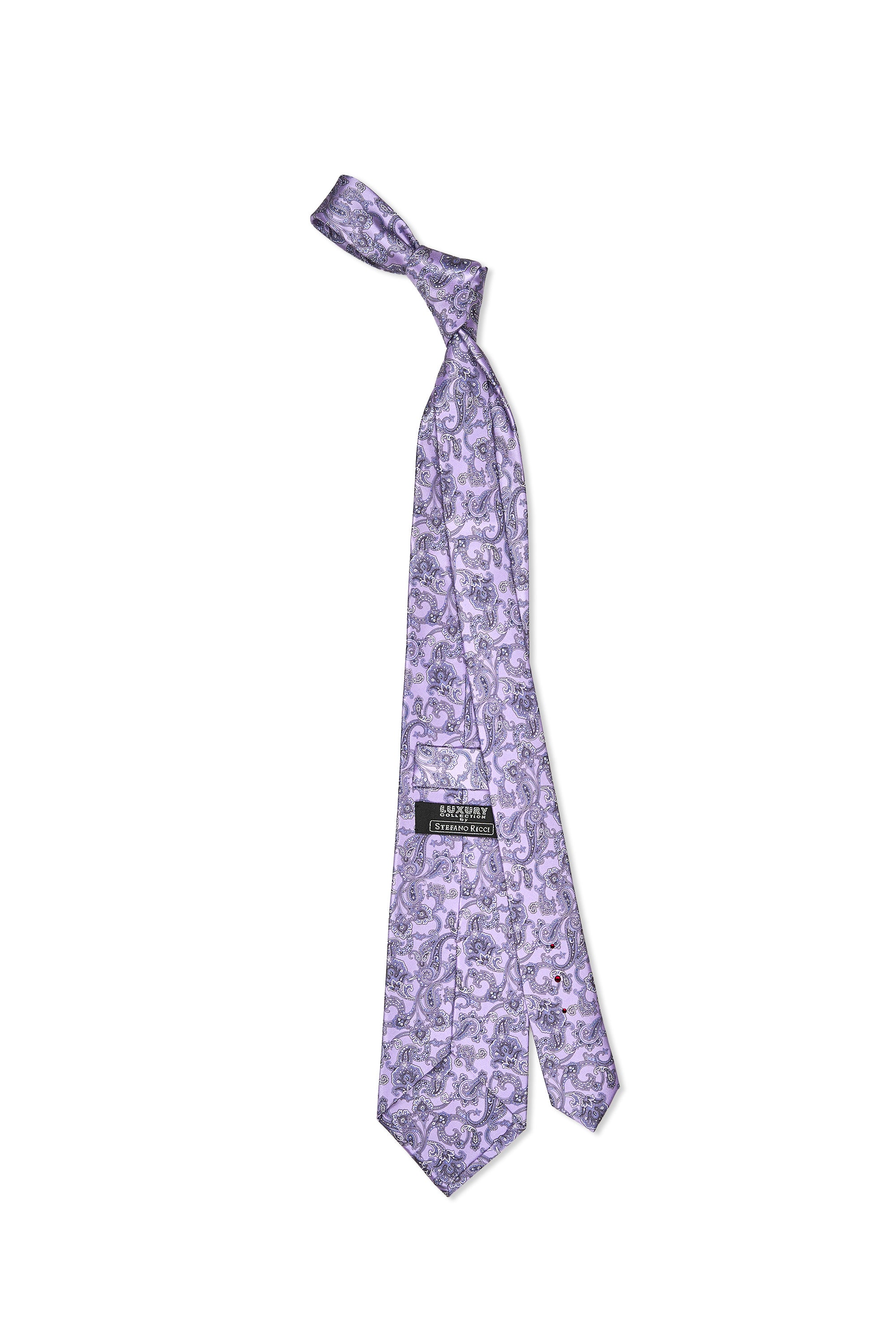 Stefano Ricci	Purple with Blue/Grey Paisley Pattern Silk Tie