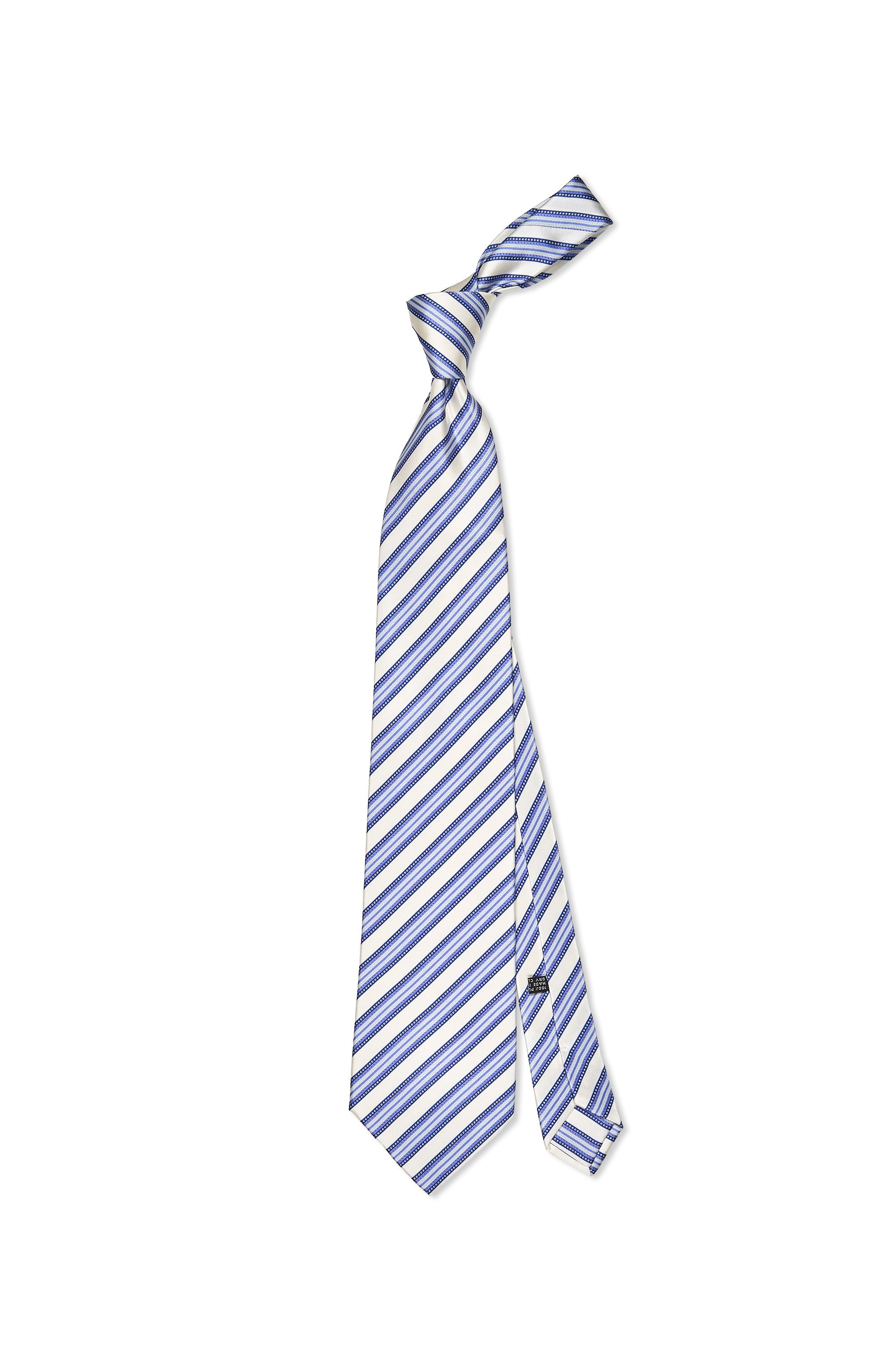 Stefano Ricci	White with Blue Stripe Silk Tie