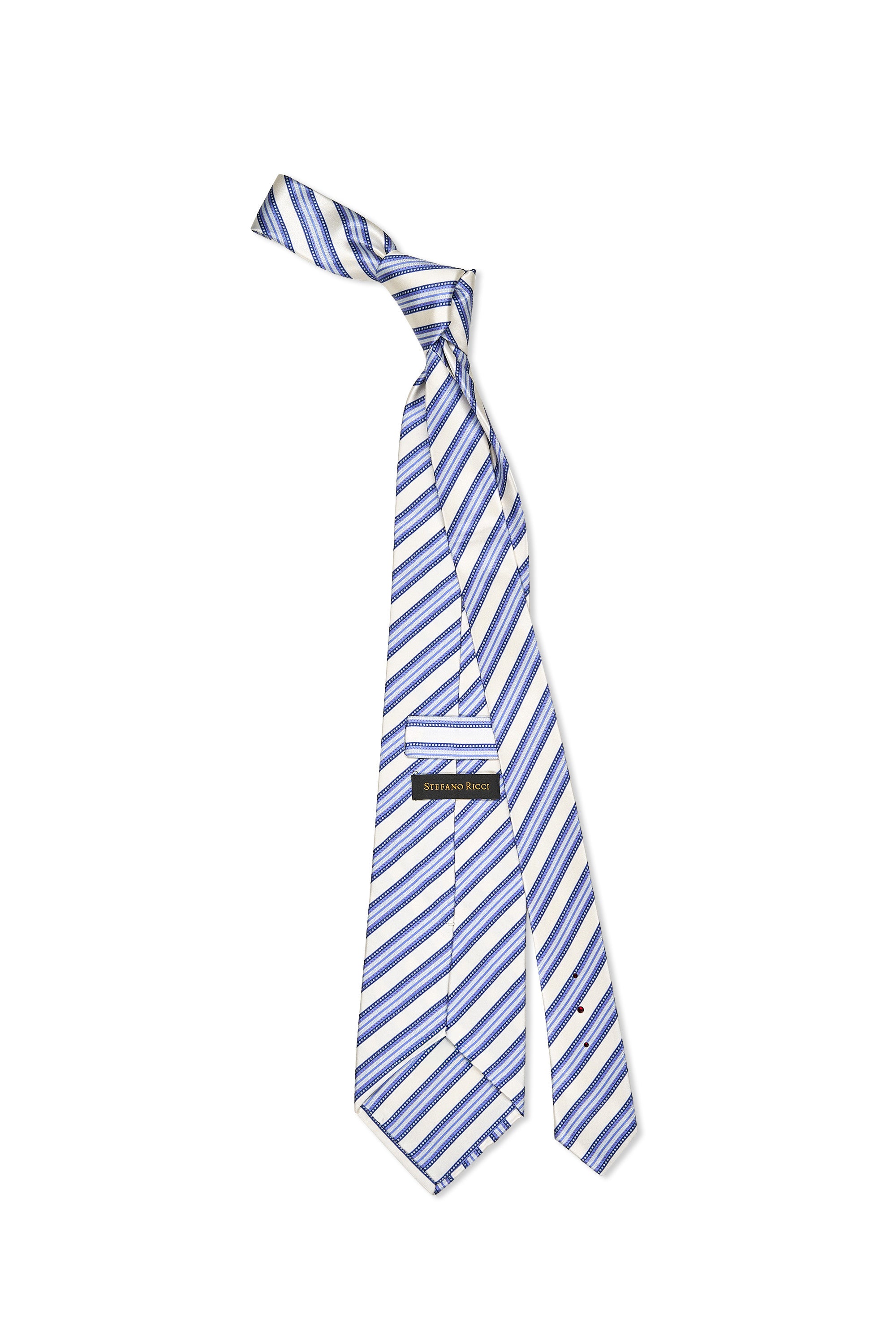 Stefano Ricci	White with Blue Stripe Silk Tie