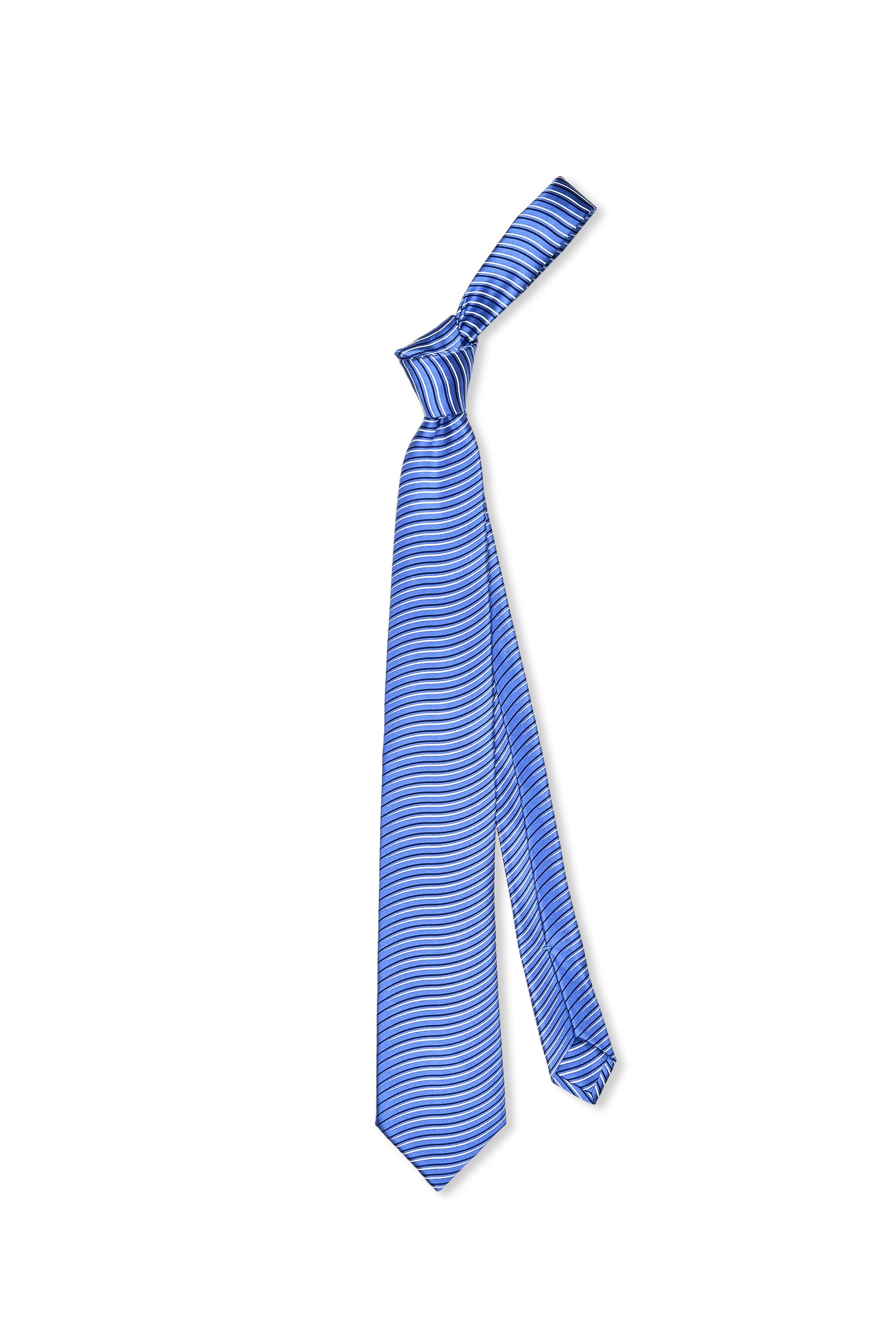 Zilli Blue with White Wave Pattern Silk Tie