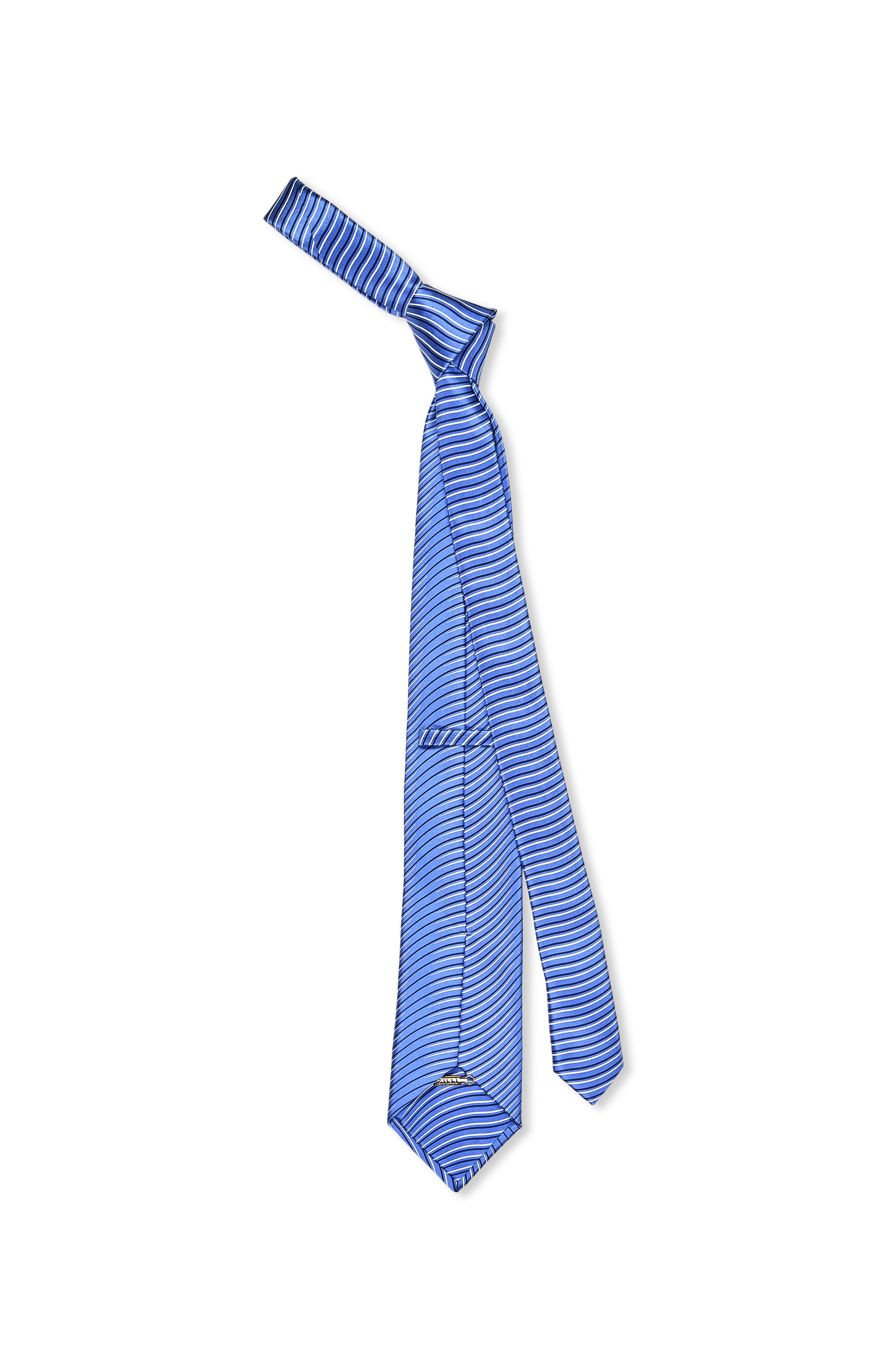 Zilli Blue with White Wave Pattern Silk Tie
