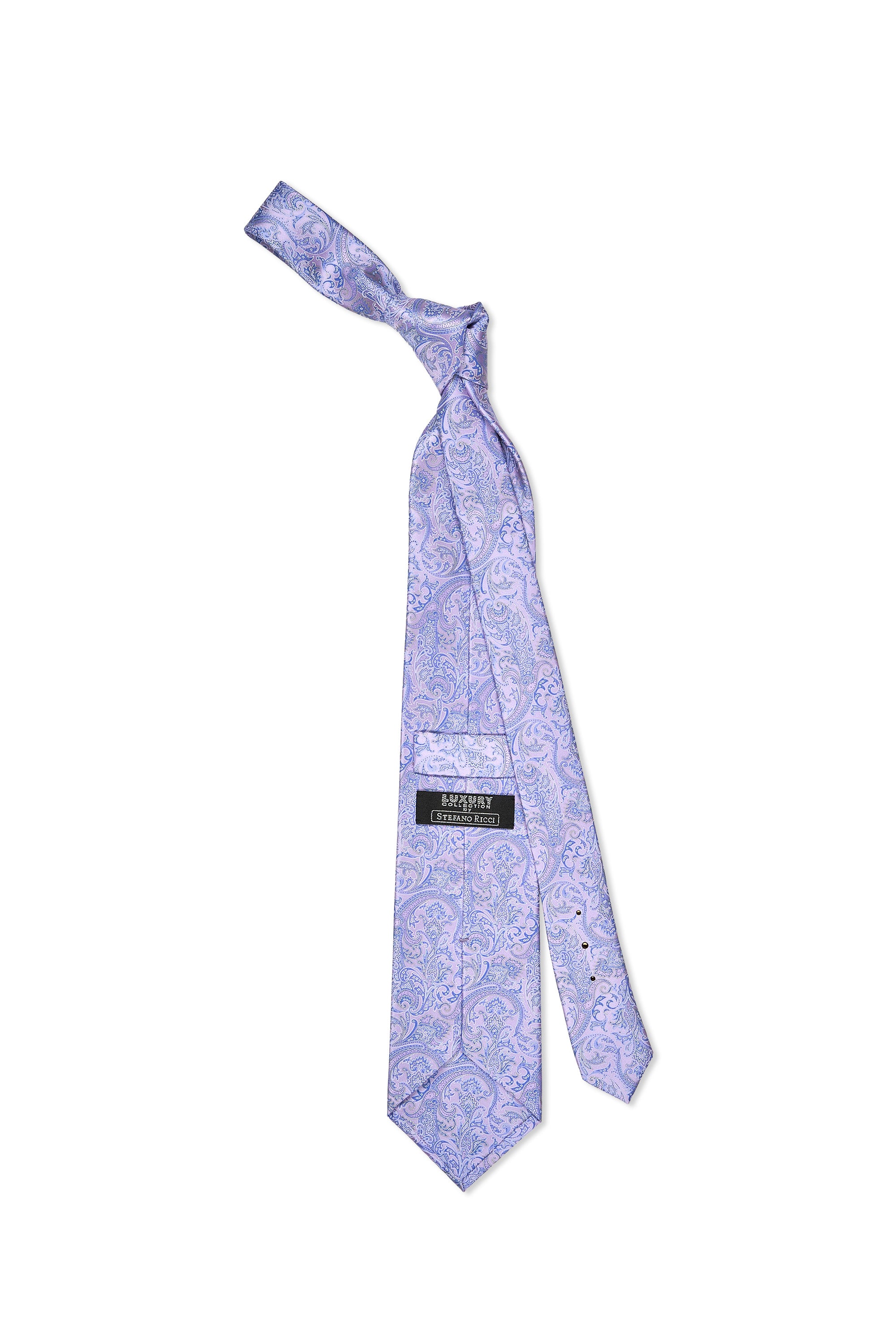Stefano Ricci	Purple with Blue Paisley Pattern Silk Tie