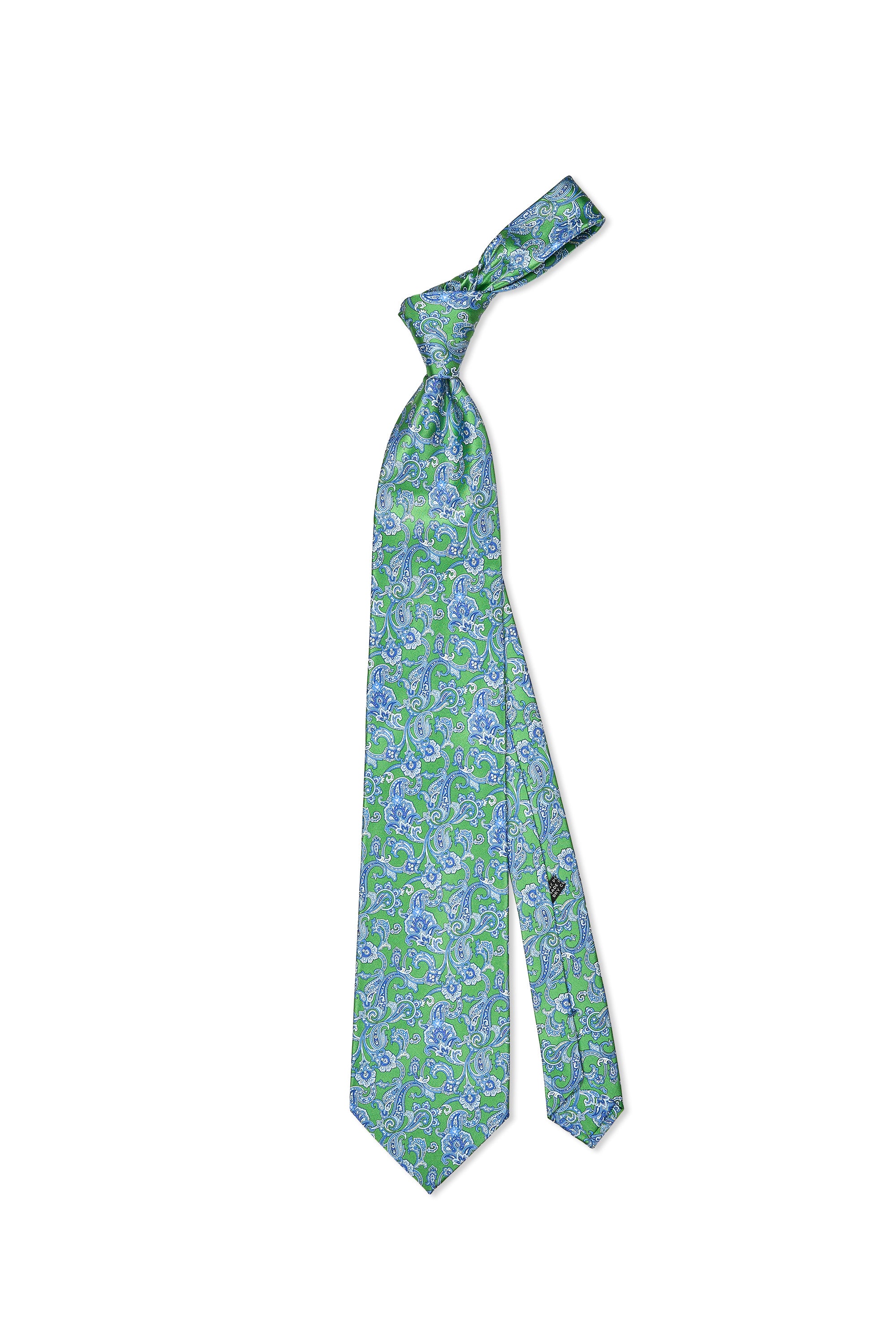 Stefano Ricci	Green with Blue/Yellow Paisley Pattern Silk Tie