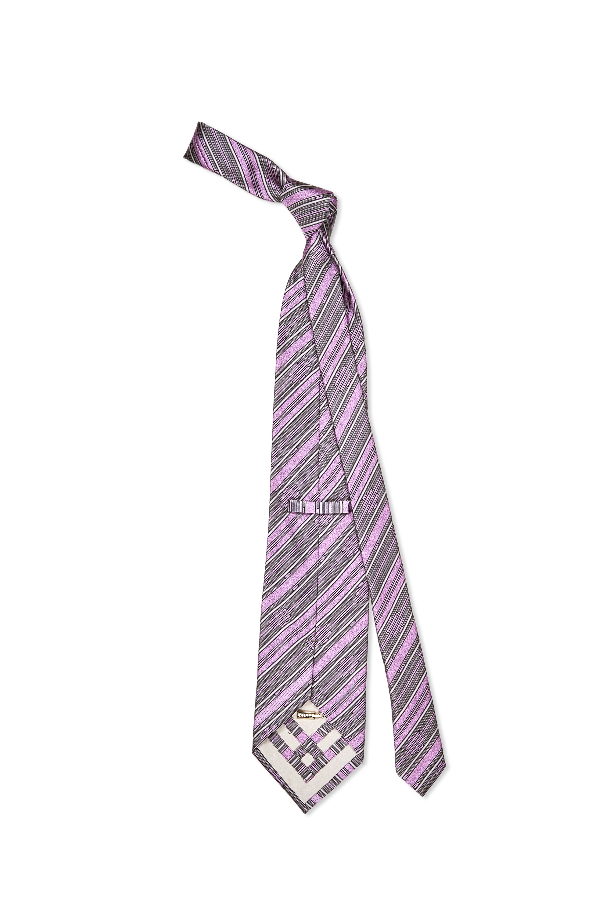 Zilli Purple with Grey Diagonal Pattern Silk Tie