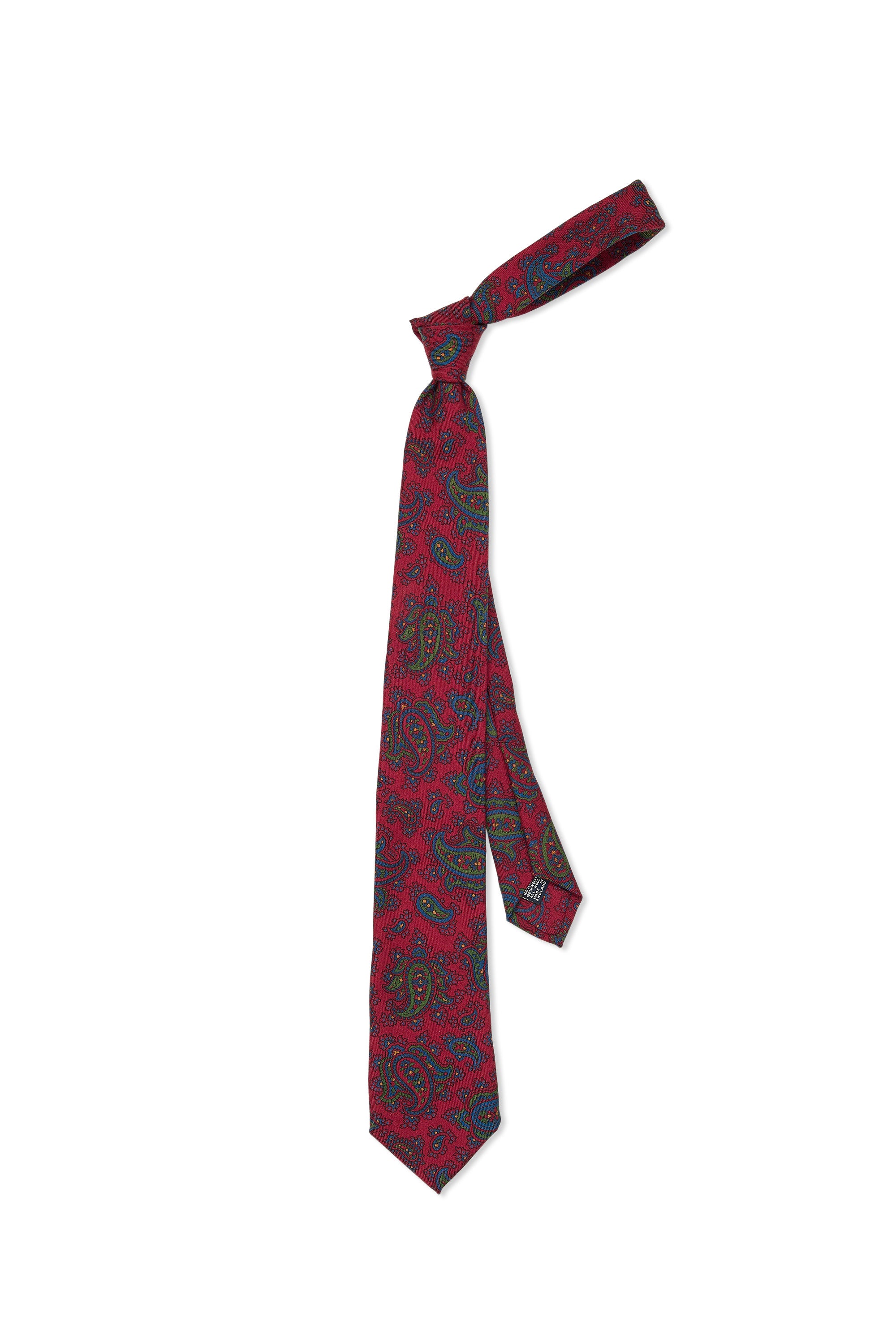 The Armoury by Drake's Burgundy with Green/Blue Paisley Wool Tie