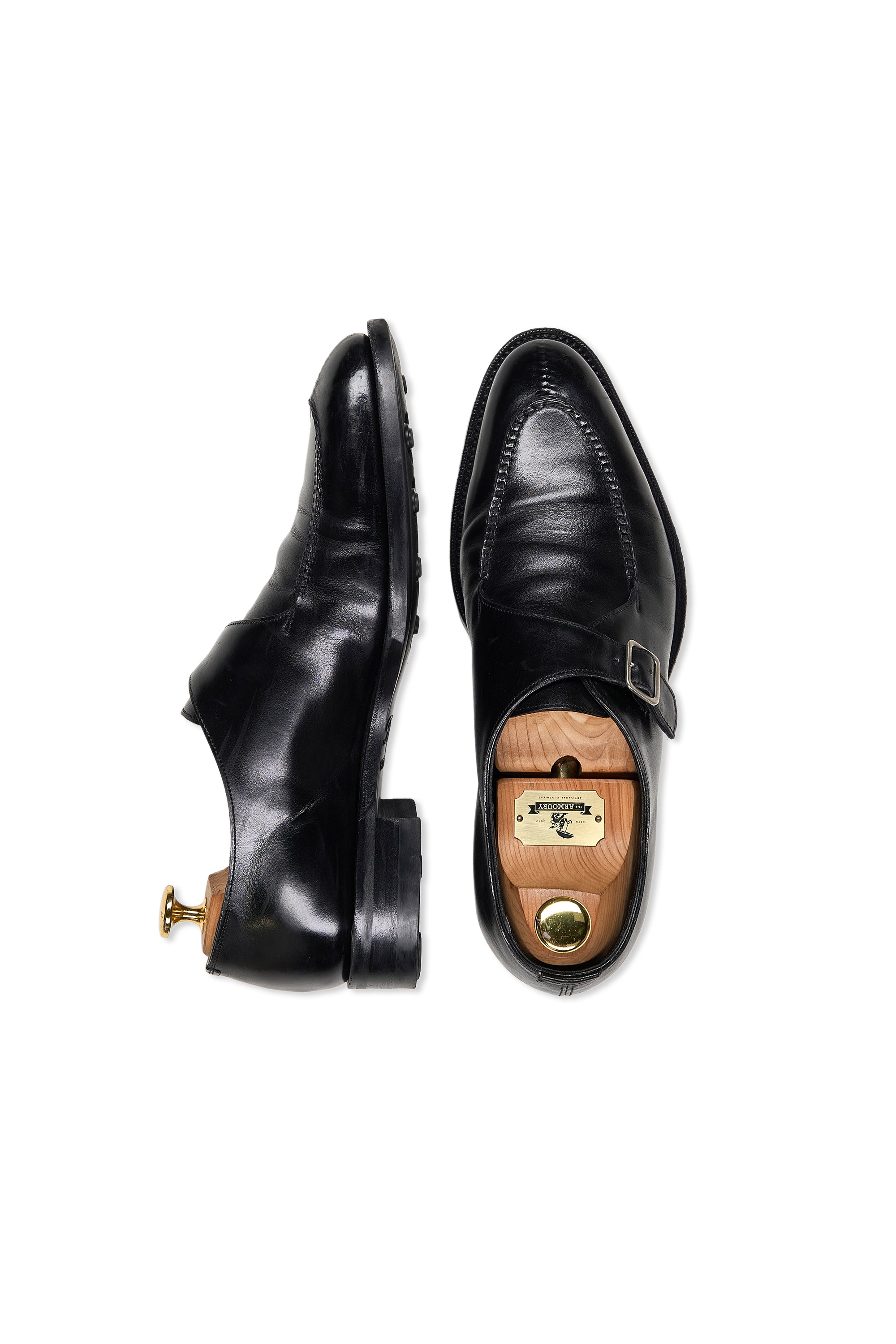 Edward Green Black Calf Single Monk Shoes