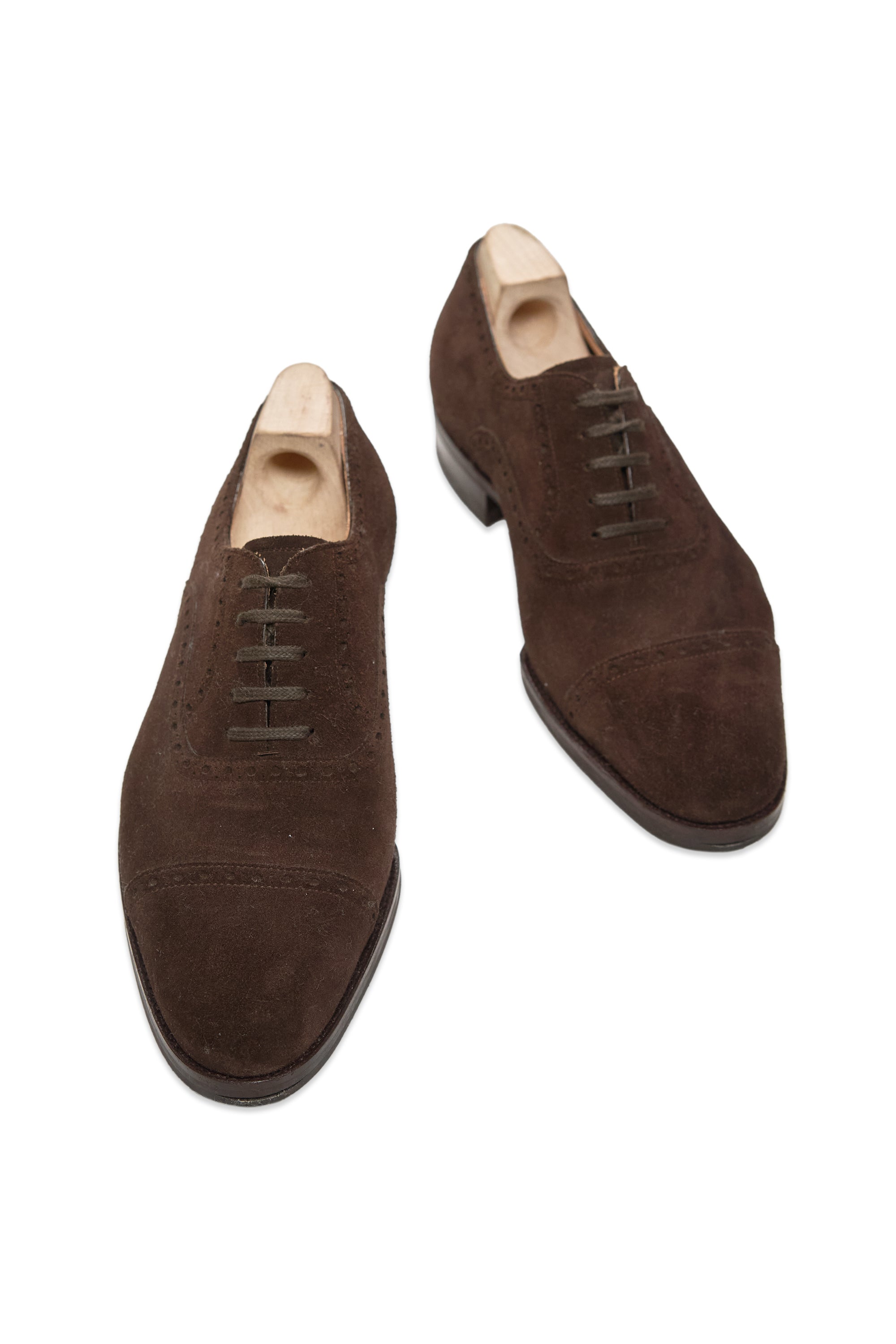 Saint Crispin's Brown Suede Cap Toe Oxford Shoes