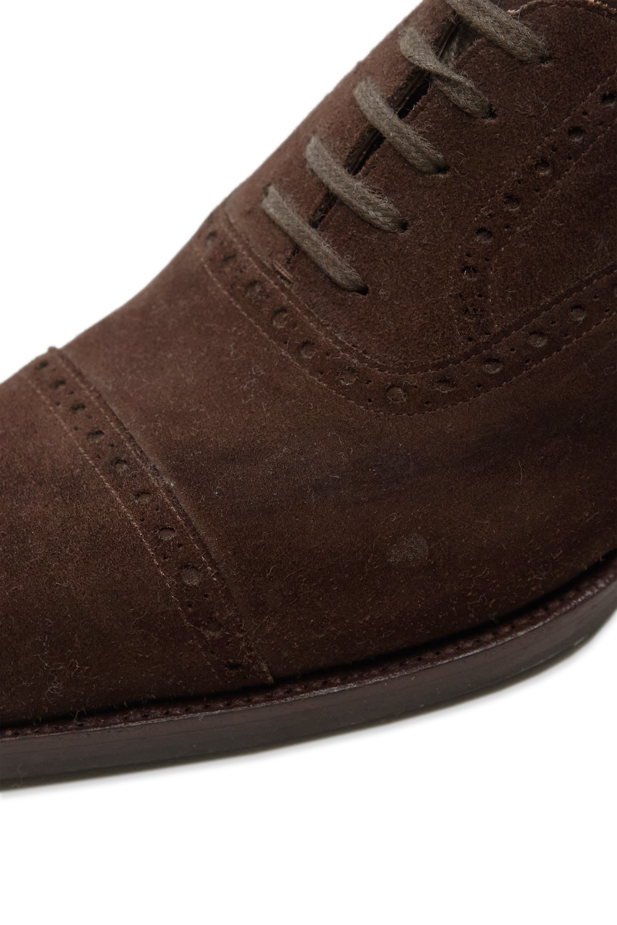Saint Crispin's Brown Suede Cap Toe Oxford Shoes
