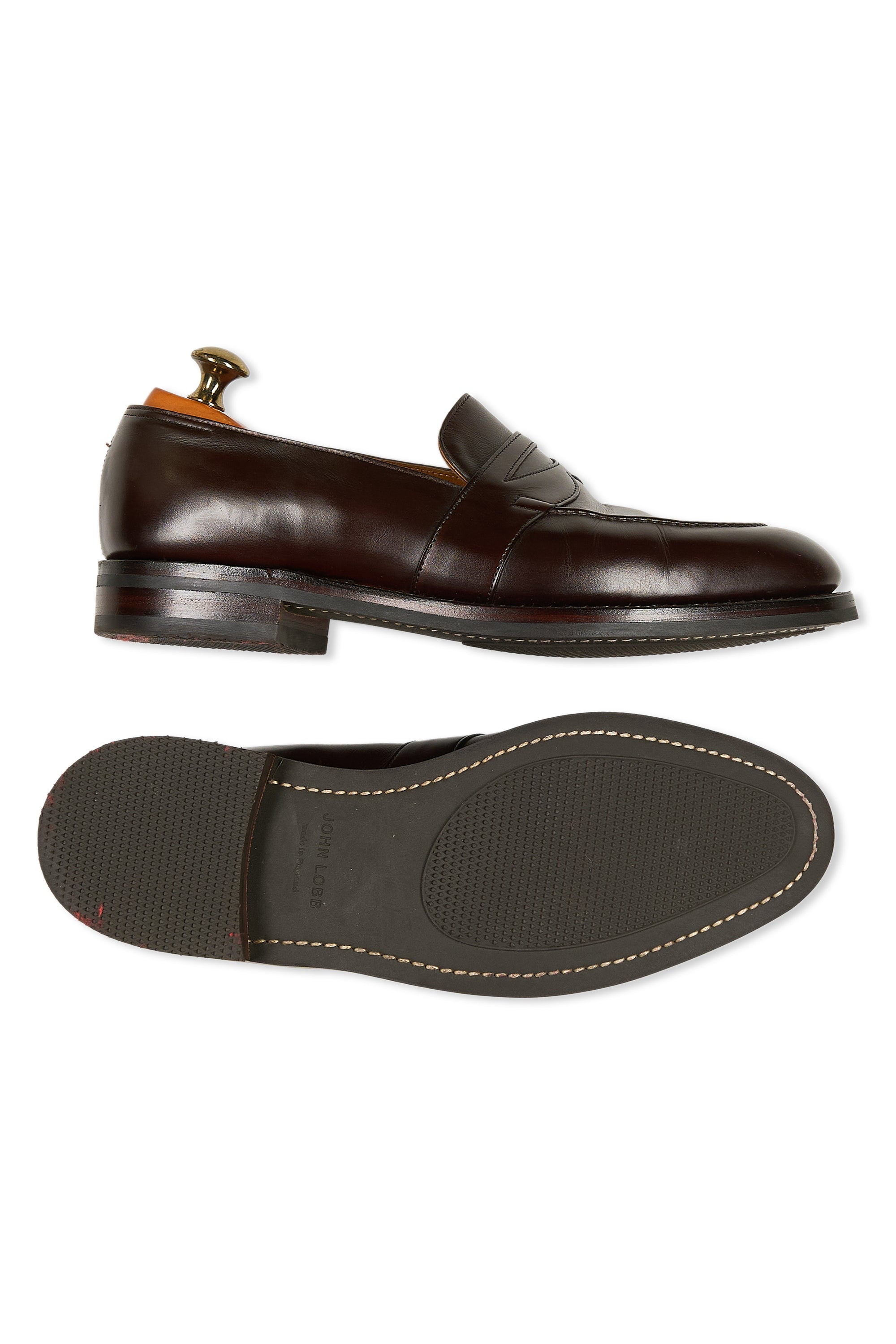 John Lobb Dark Brown Calf Penny Loafers