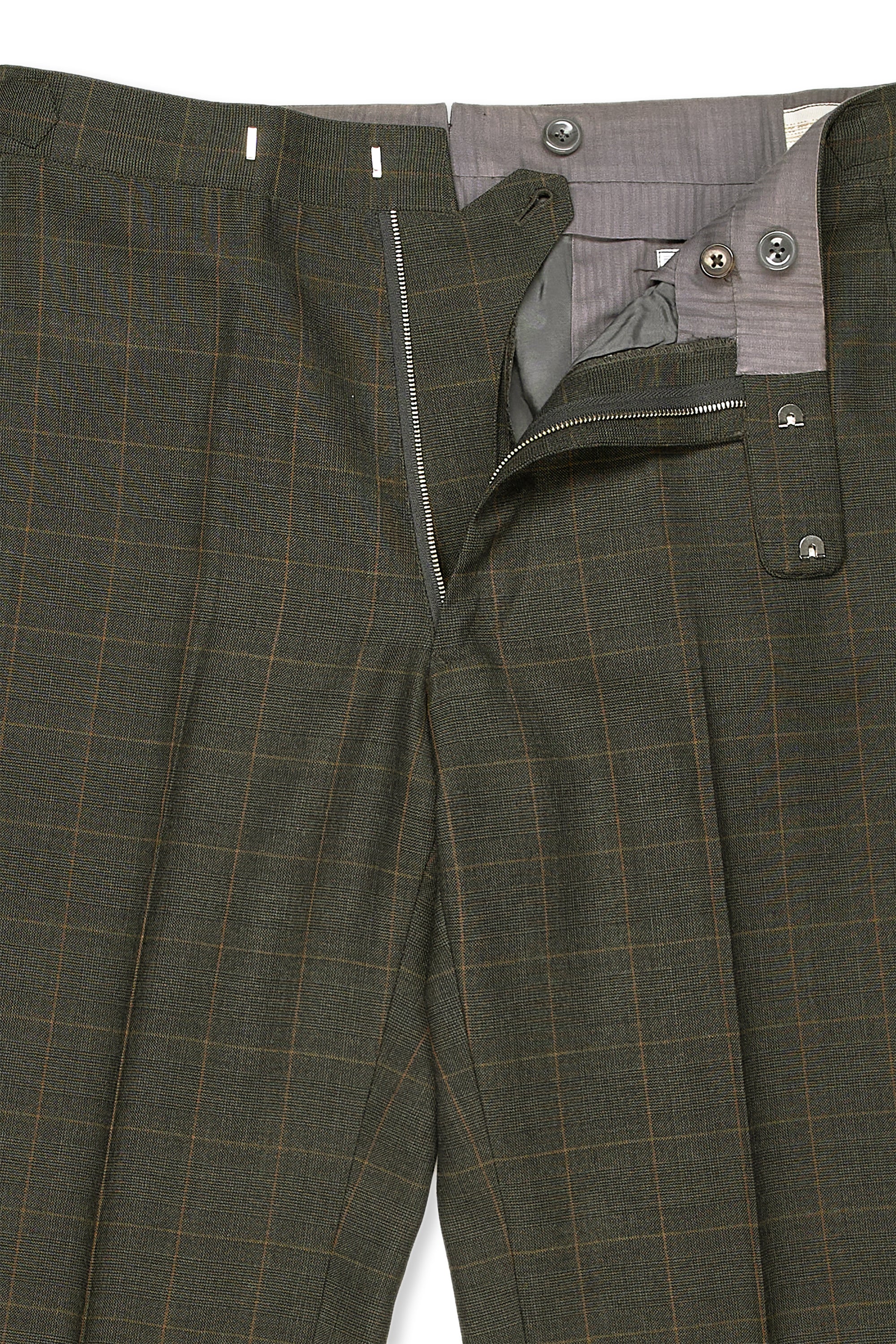 WW Chan Dark Green with Orange Check Wool Suit