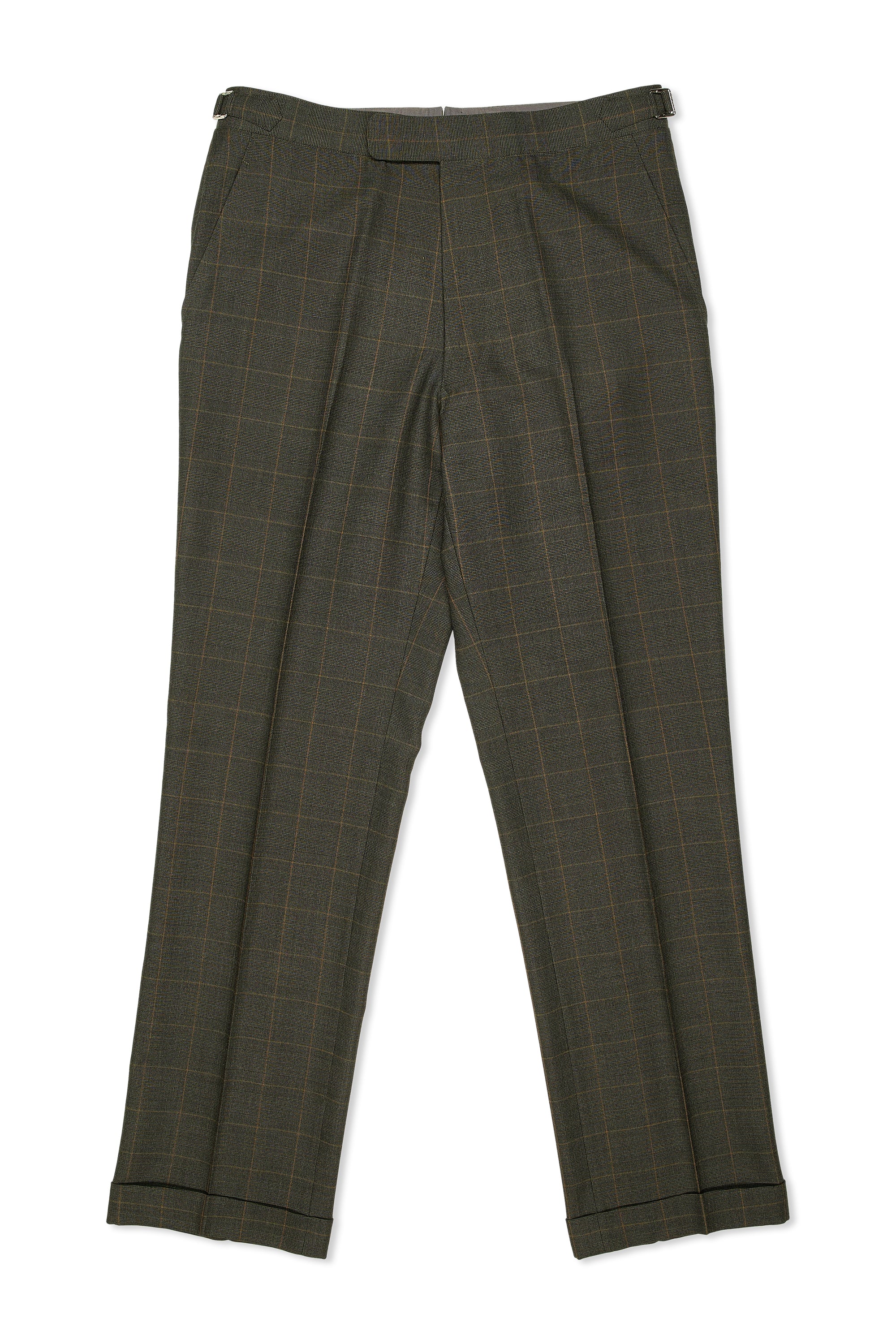 WW Chan Dark Green with Orange Check Wool Suit