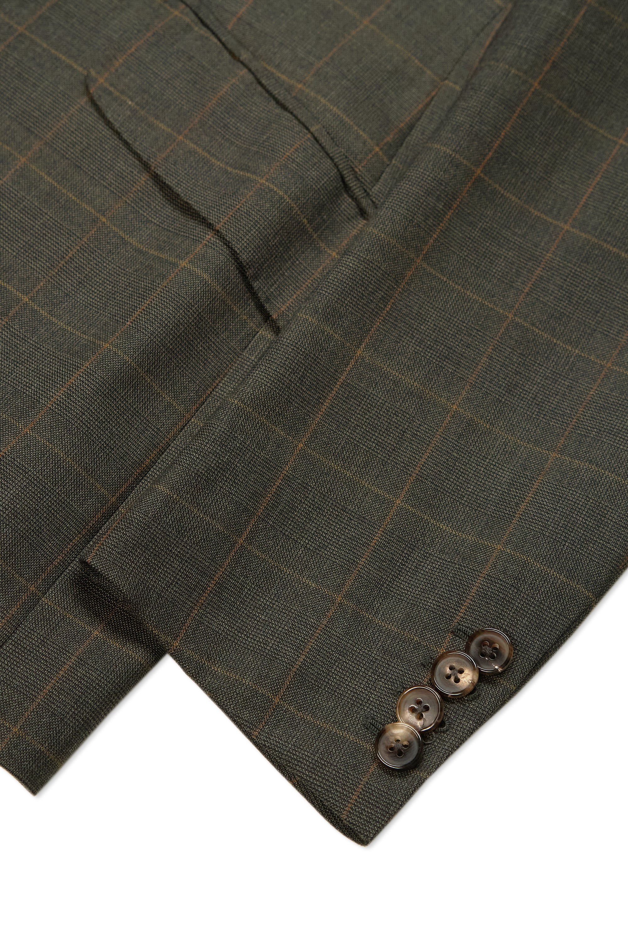 WW Chan Dark Green with Orange Check Wool Suit
