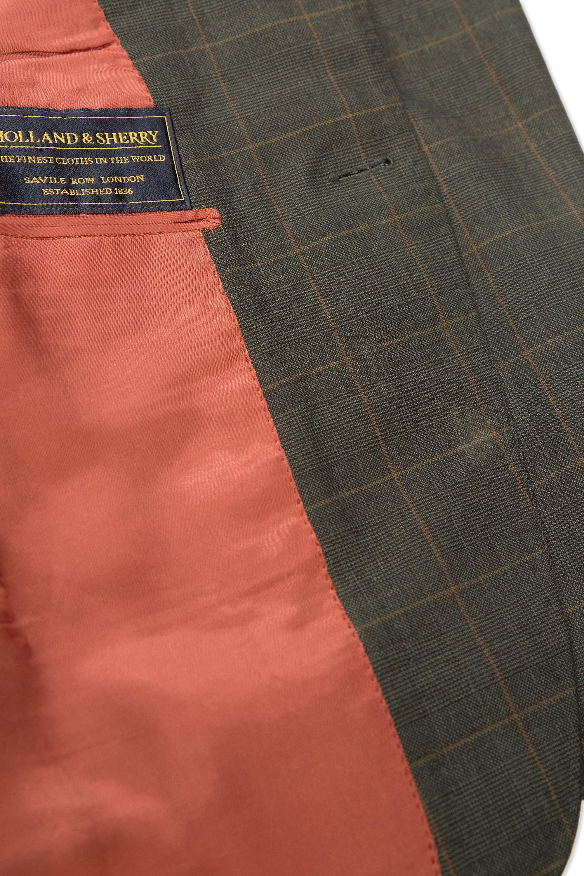 WW Chan Dark Green with Orange Check Wool Suit