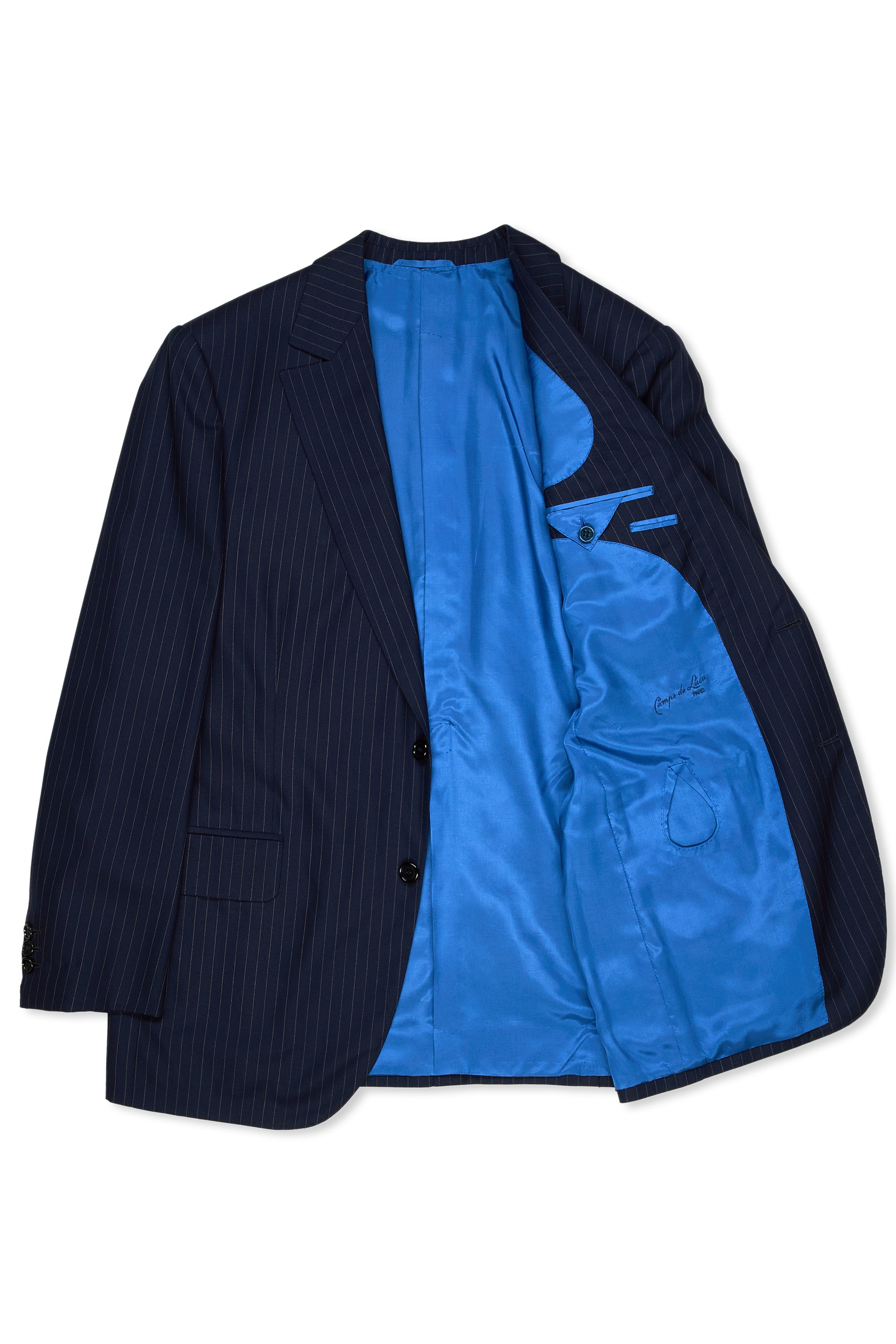 Camps De Luca Navy Pinstripe Wool Suit Bespoke