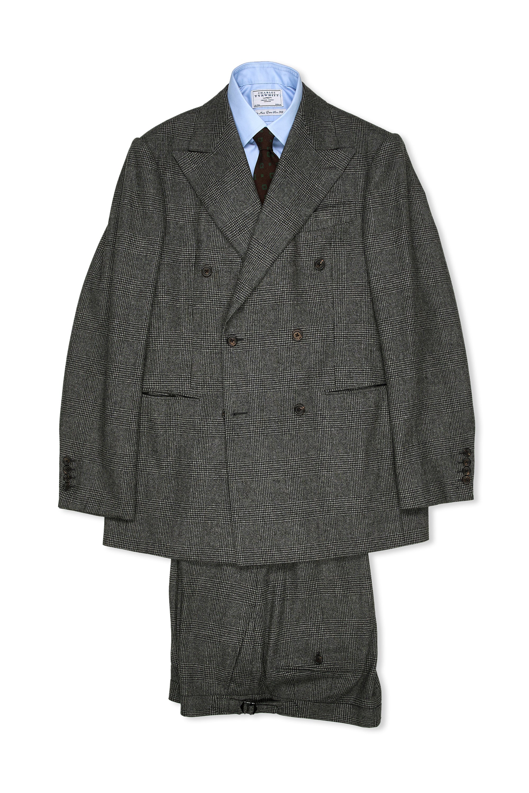 Dream Bespoke Grey/Black Prince of Wales Check Wool DB Suit Bespoke