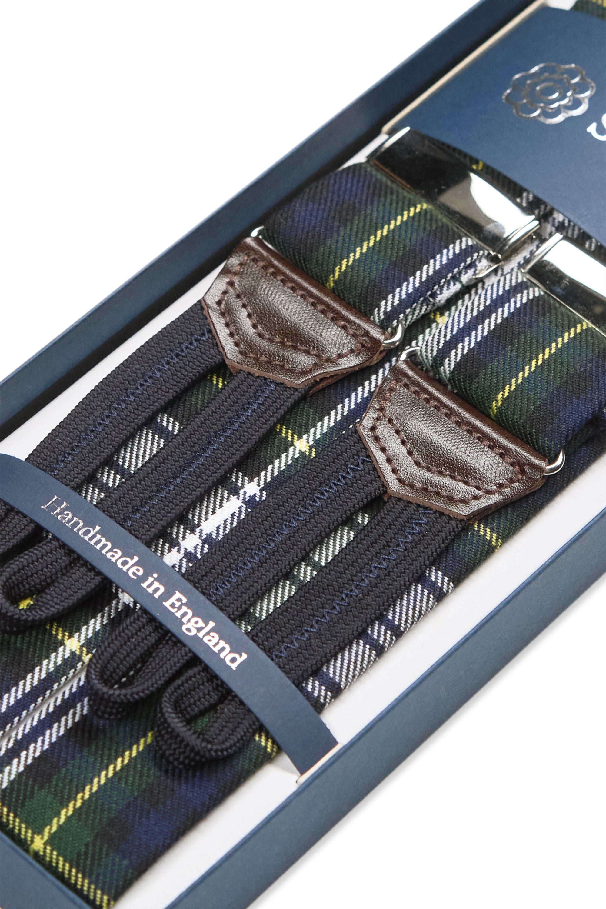 Shibumi Navy/Green/Yellow Tartan Wool Braces