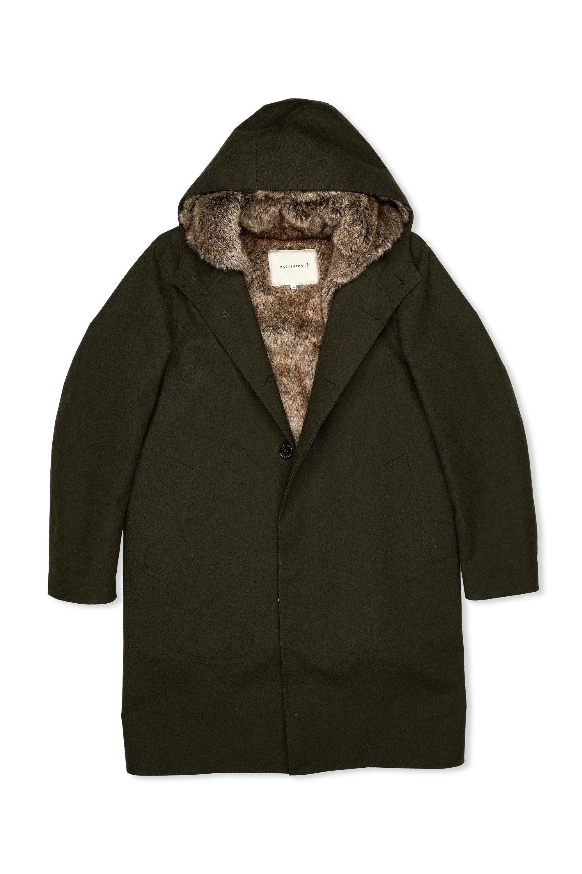 Mackintosh Olive Wool Hooded Coat