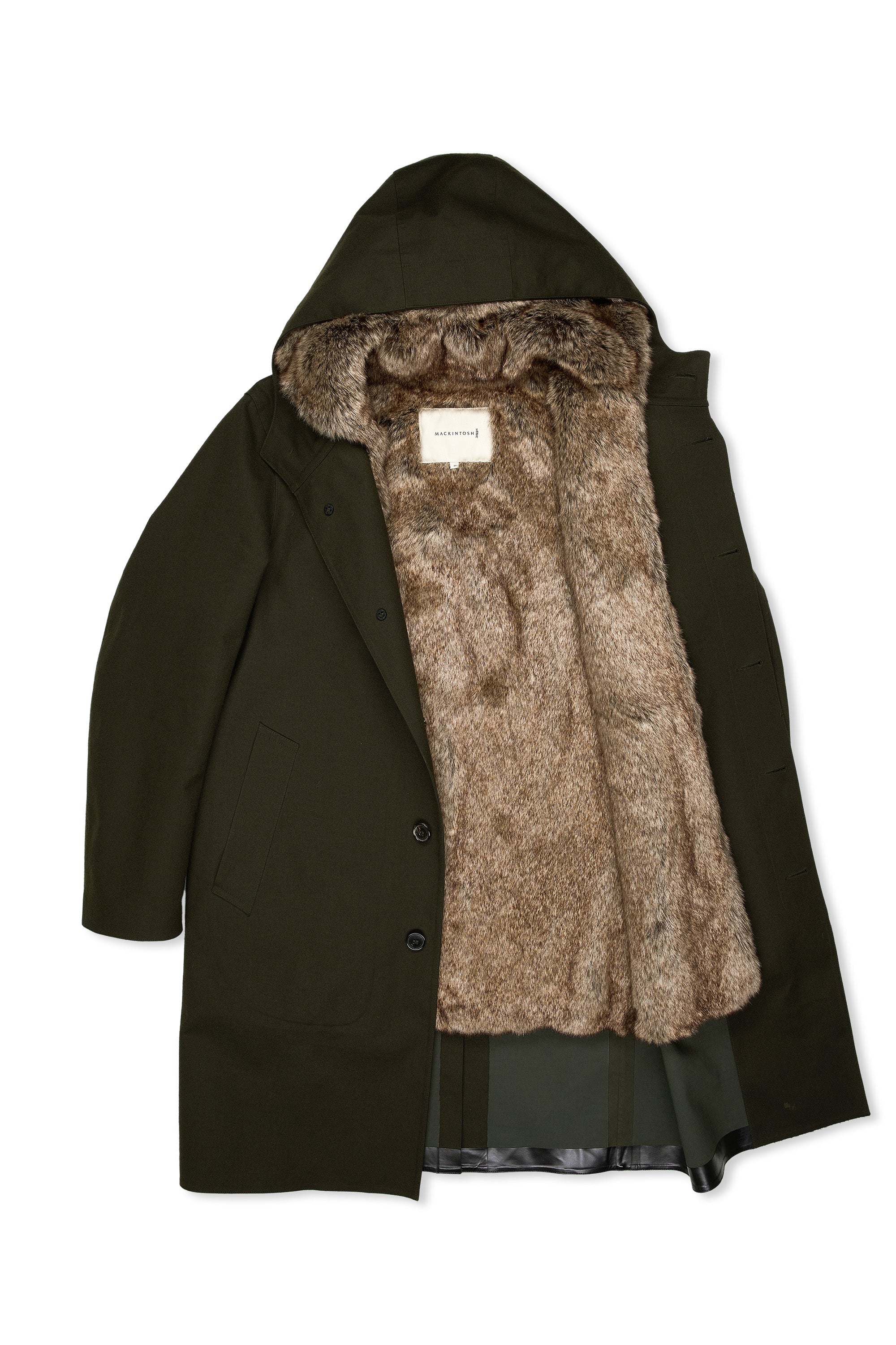 Mackintosh Olive Wool Hooded Coat