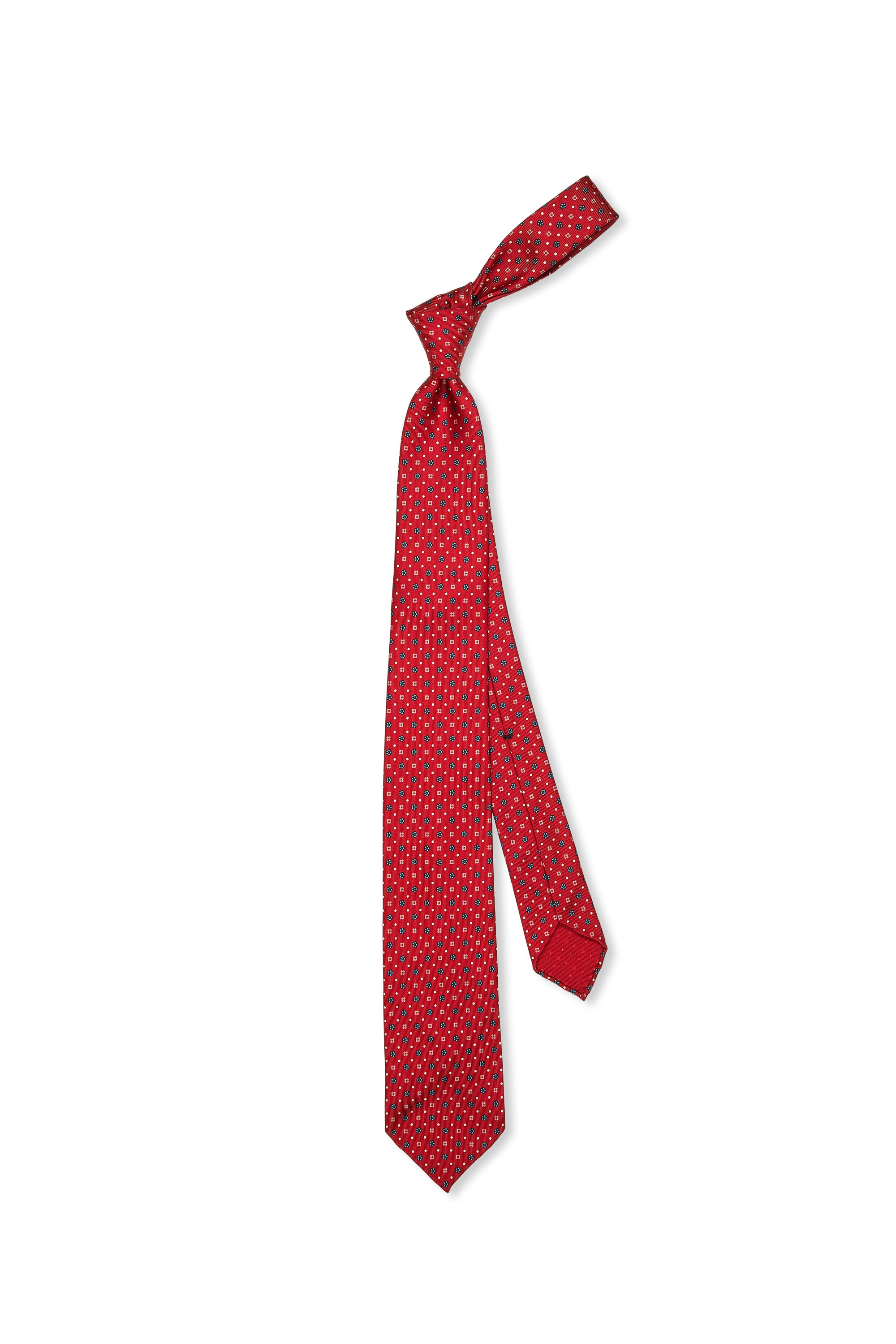 Vanda Fine Clothing Red with Blue/Pink Flower Pattern Silk Tie