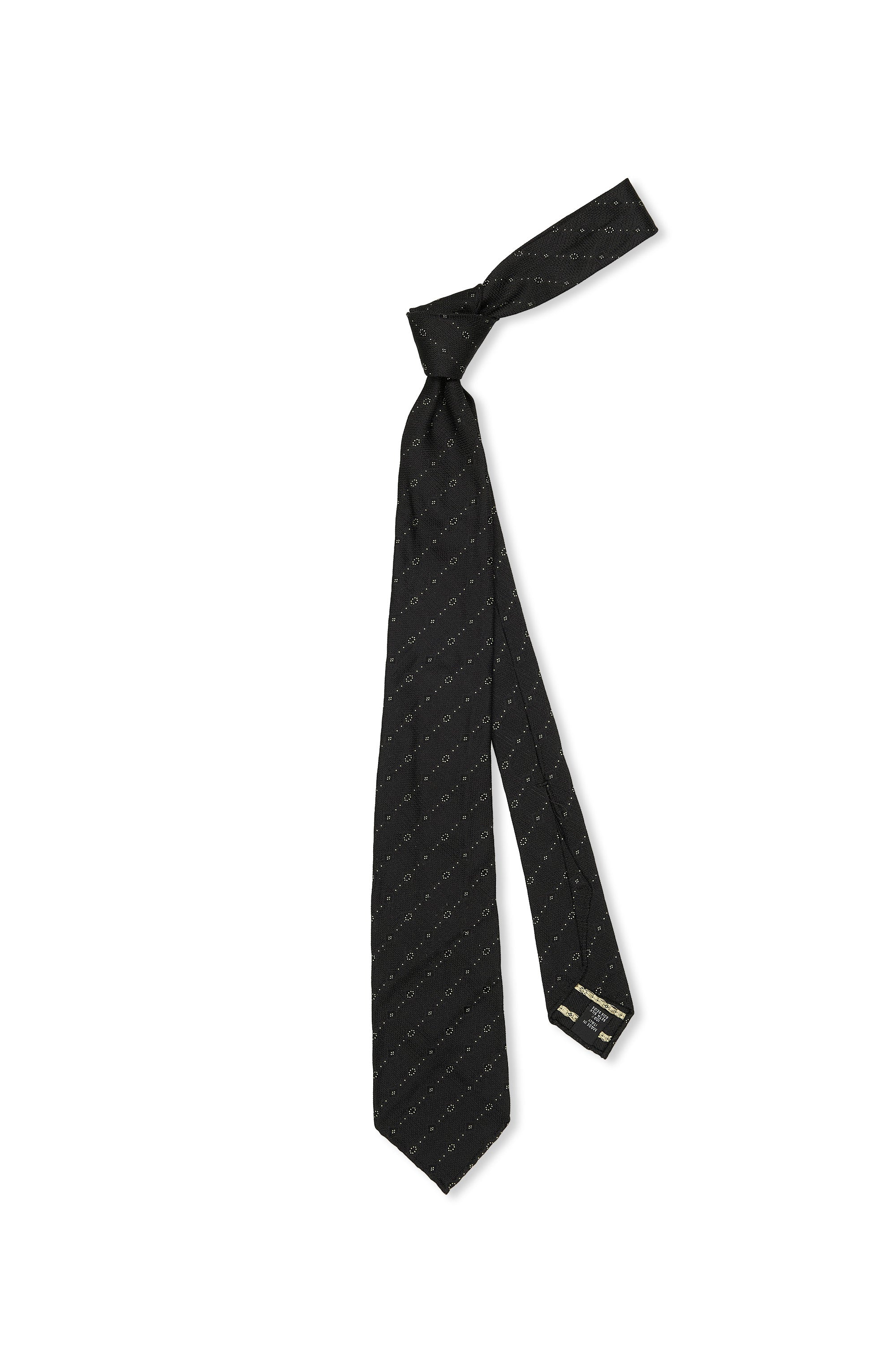 Tie Your Tie Black with White Striped Pattern Silk Tie