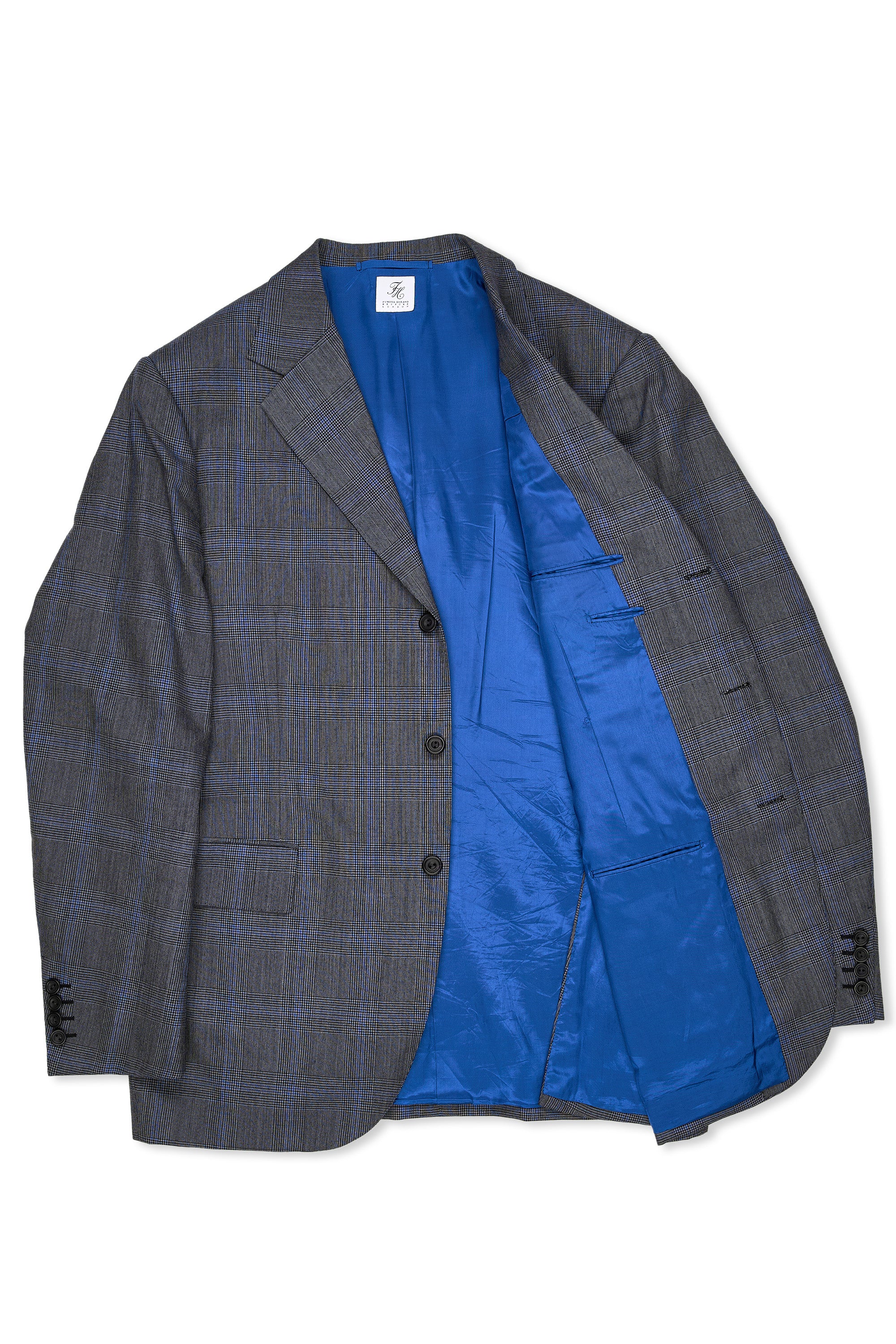 Fumiya Hirano Grey/Blue Check Wool Suit Bespoke