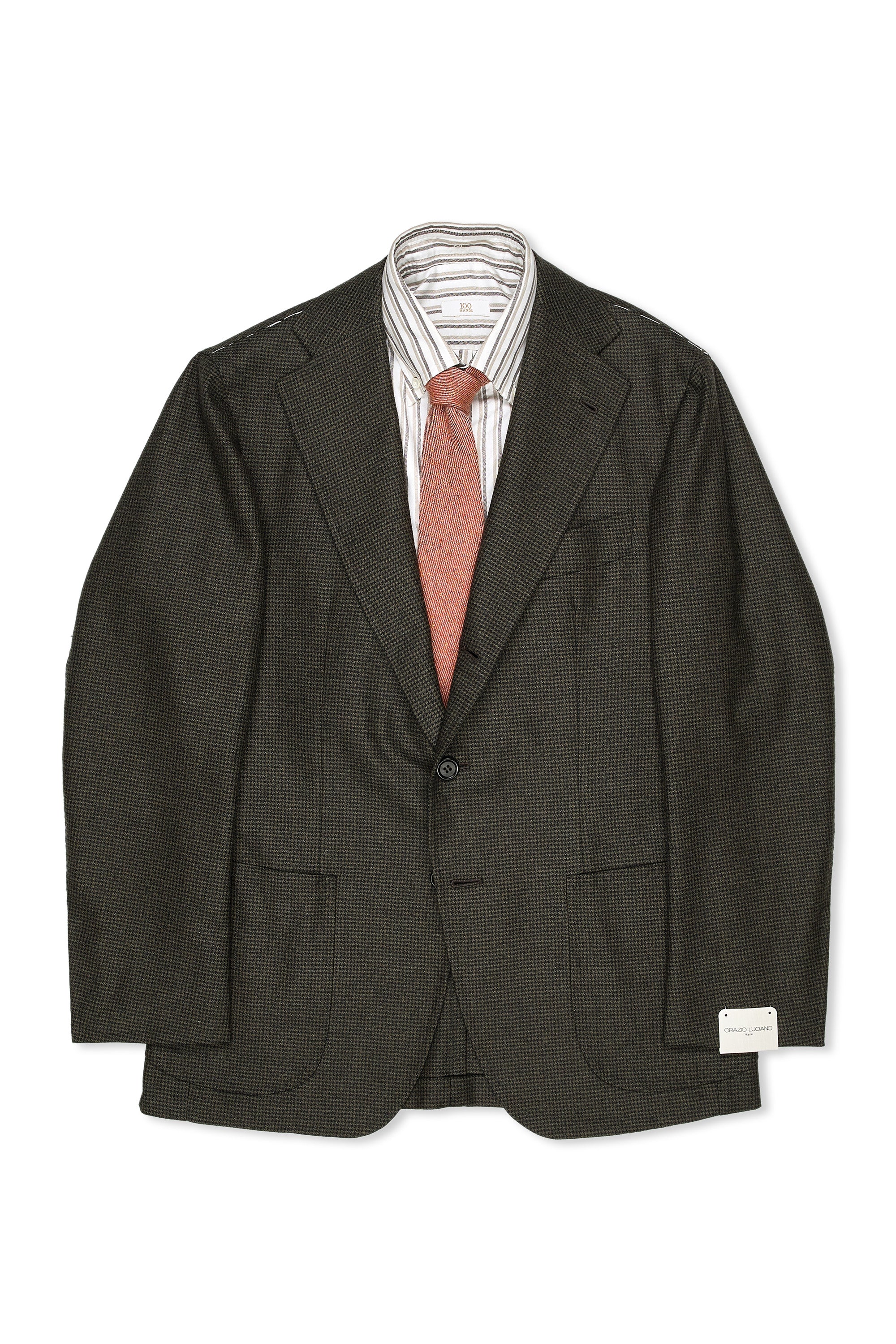 Orazio Luciano Olive/Black/Brown Mini Houndstooth Wool Sport Coat