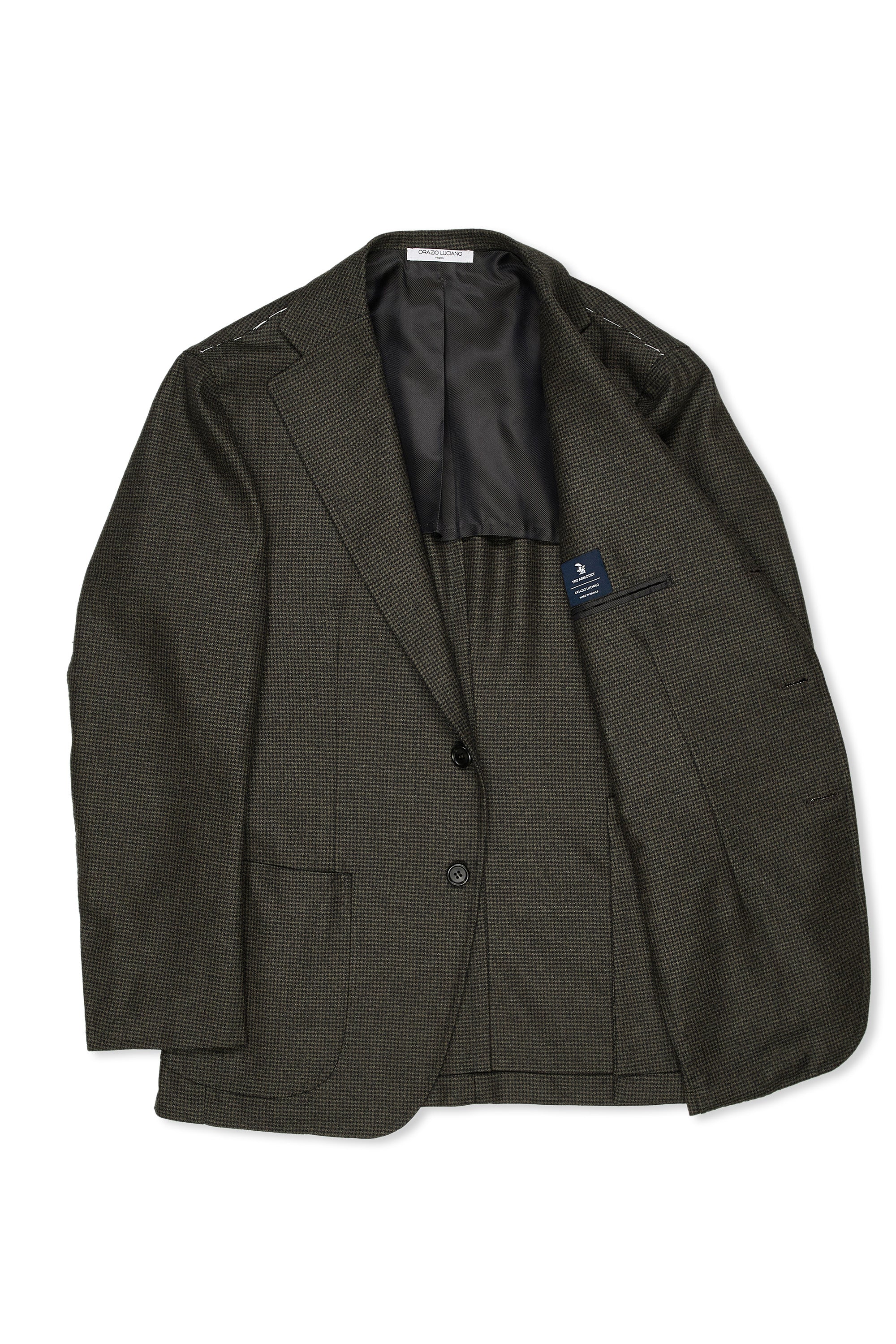 Orazio Luciano Olive/Black/Brown Mini Houndstooth Wool Sport Coat