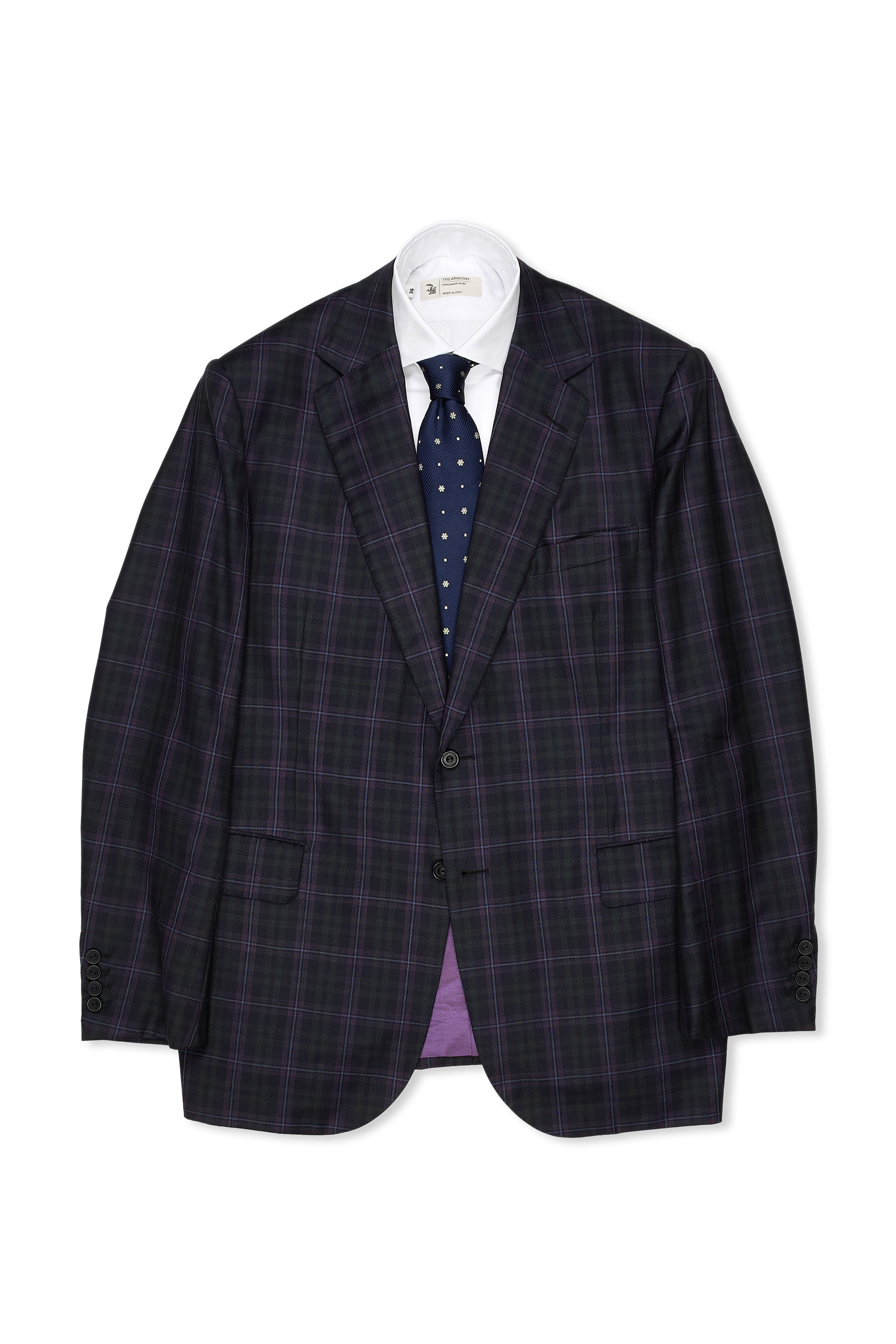Fumiya Hirano Purple/Green/Black Check Wool Sport Coat Bespoke