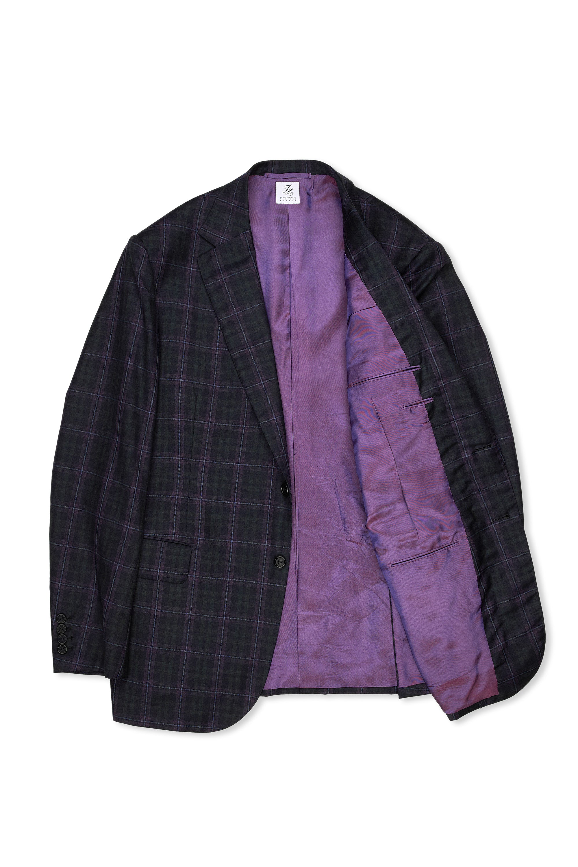 Fumiya Hirano Purple/Green/Black Check Wool Sport Coat Bespoke
