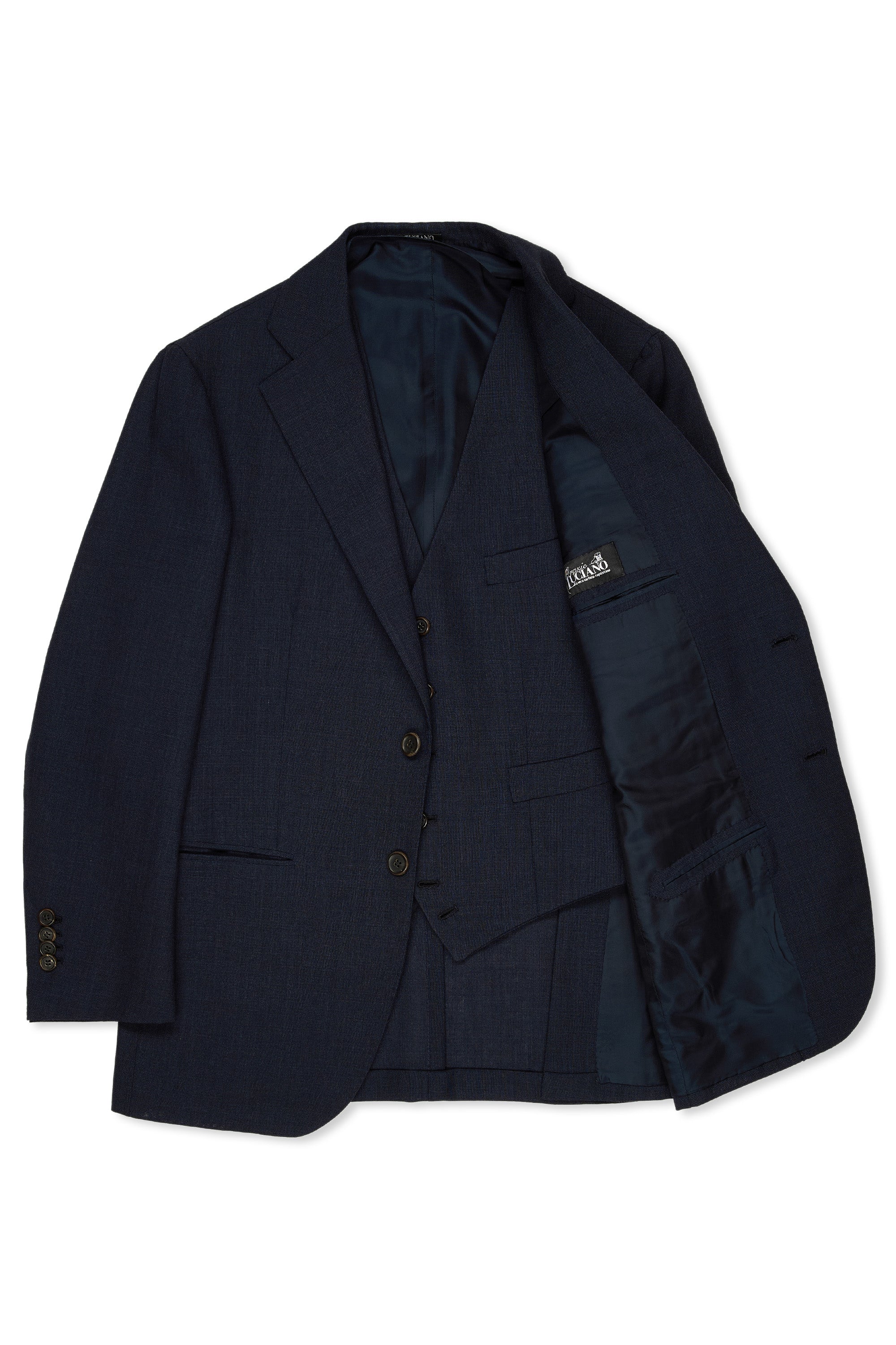 Orazio Luciano Navy 4-Ply Wool 3 Piece Suit