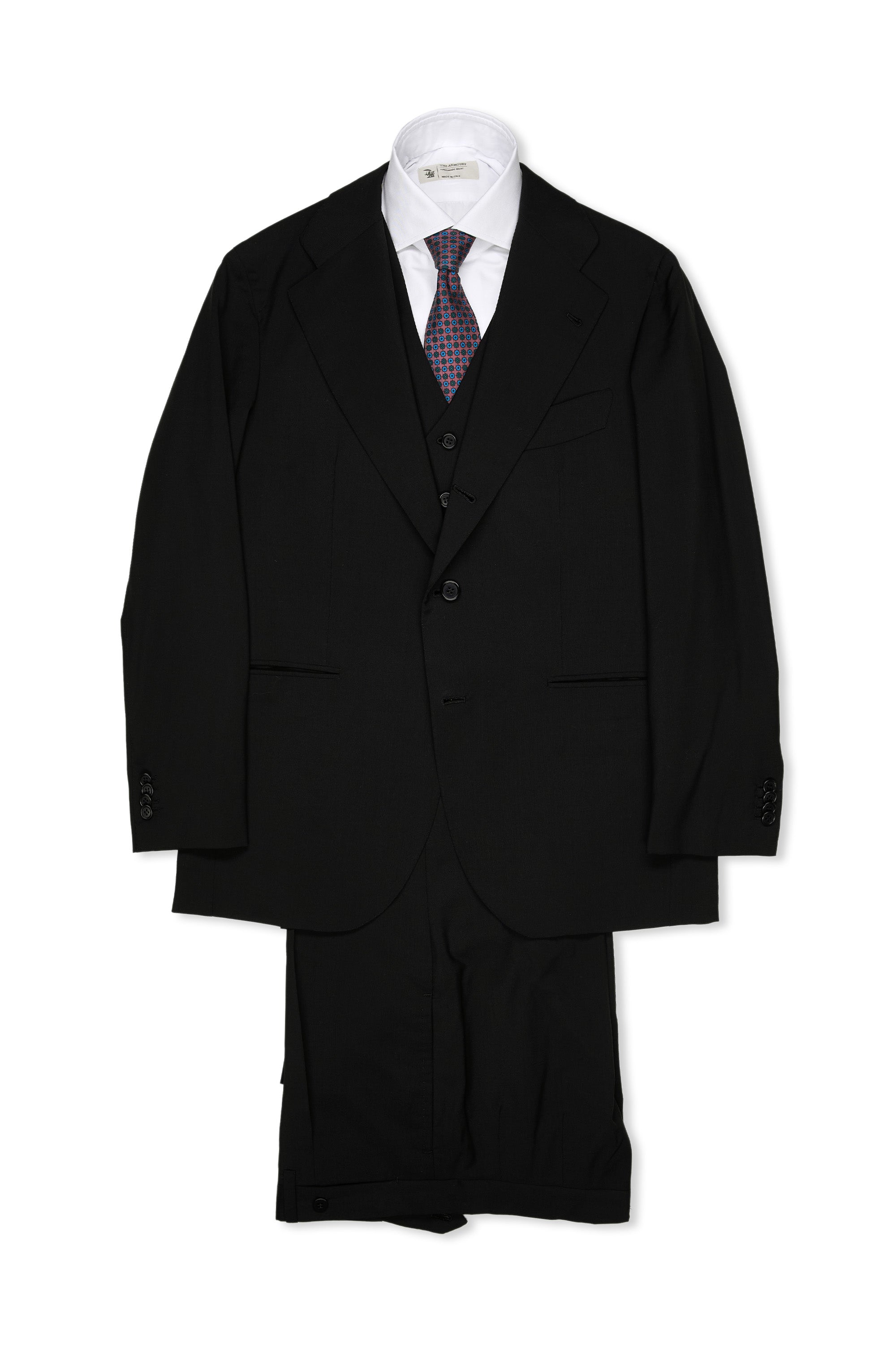Orazio Luciano Black Wool 3 Piece Suit