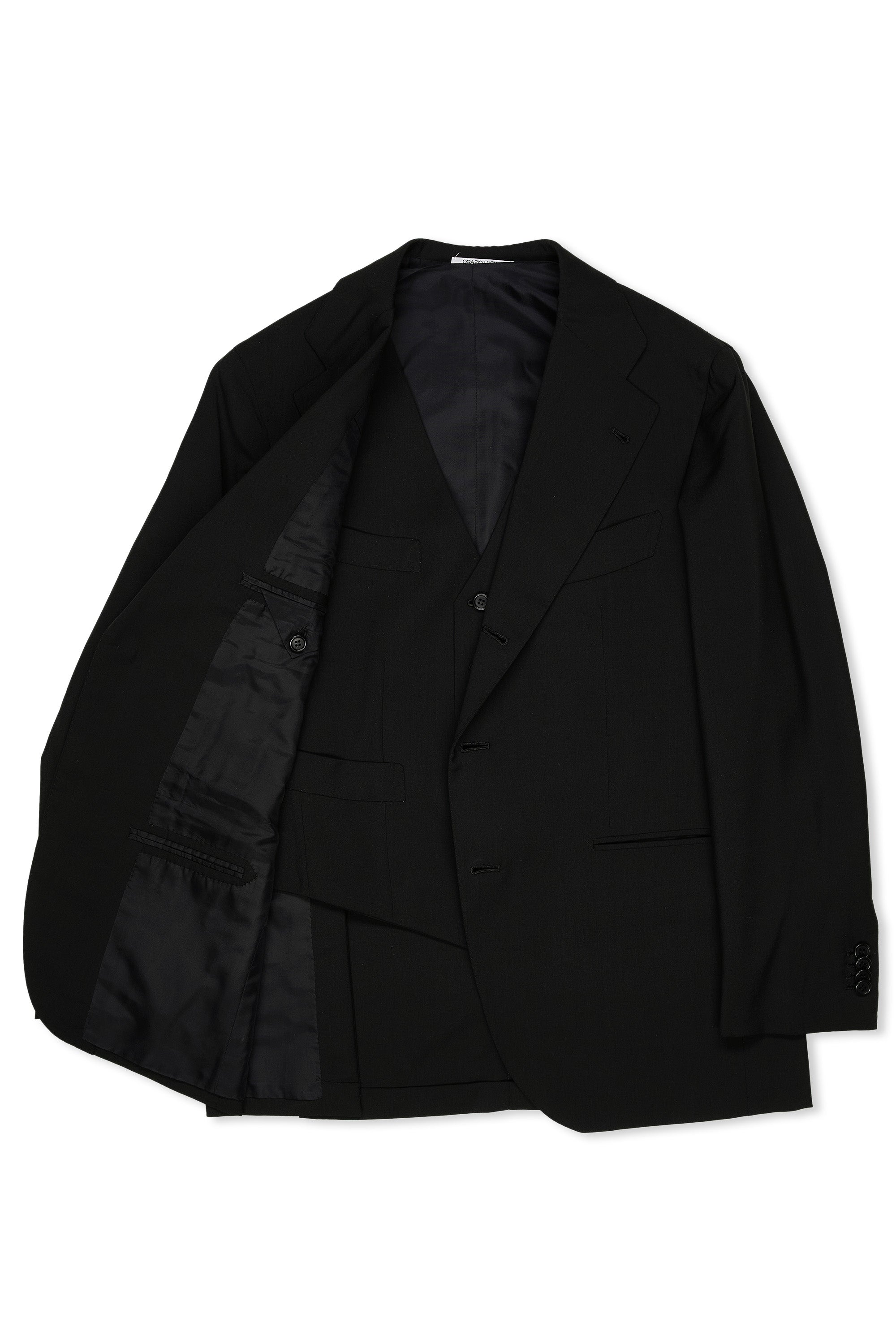 Orazio Luciano Black Wool 3 Piece Suit