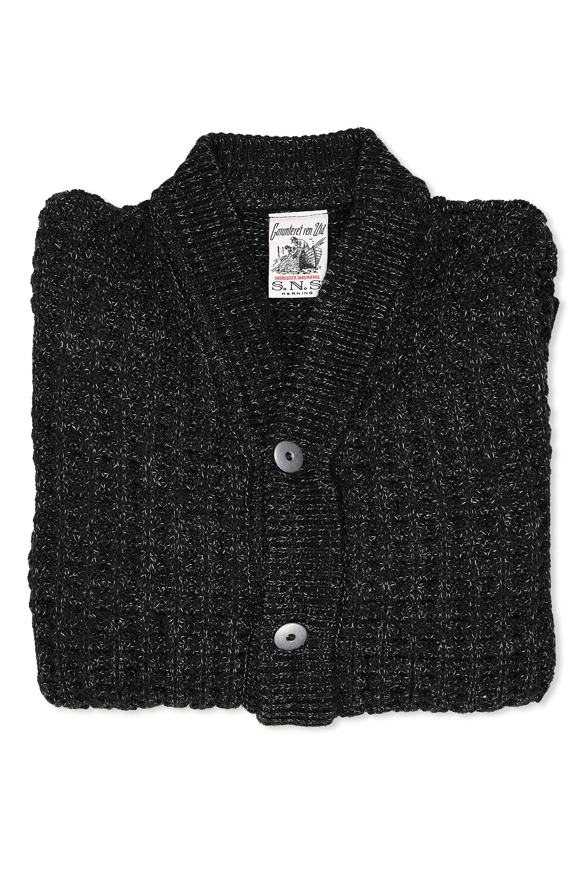 S.N.S. Herning Black/Green/White Wool Cardigan