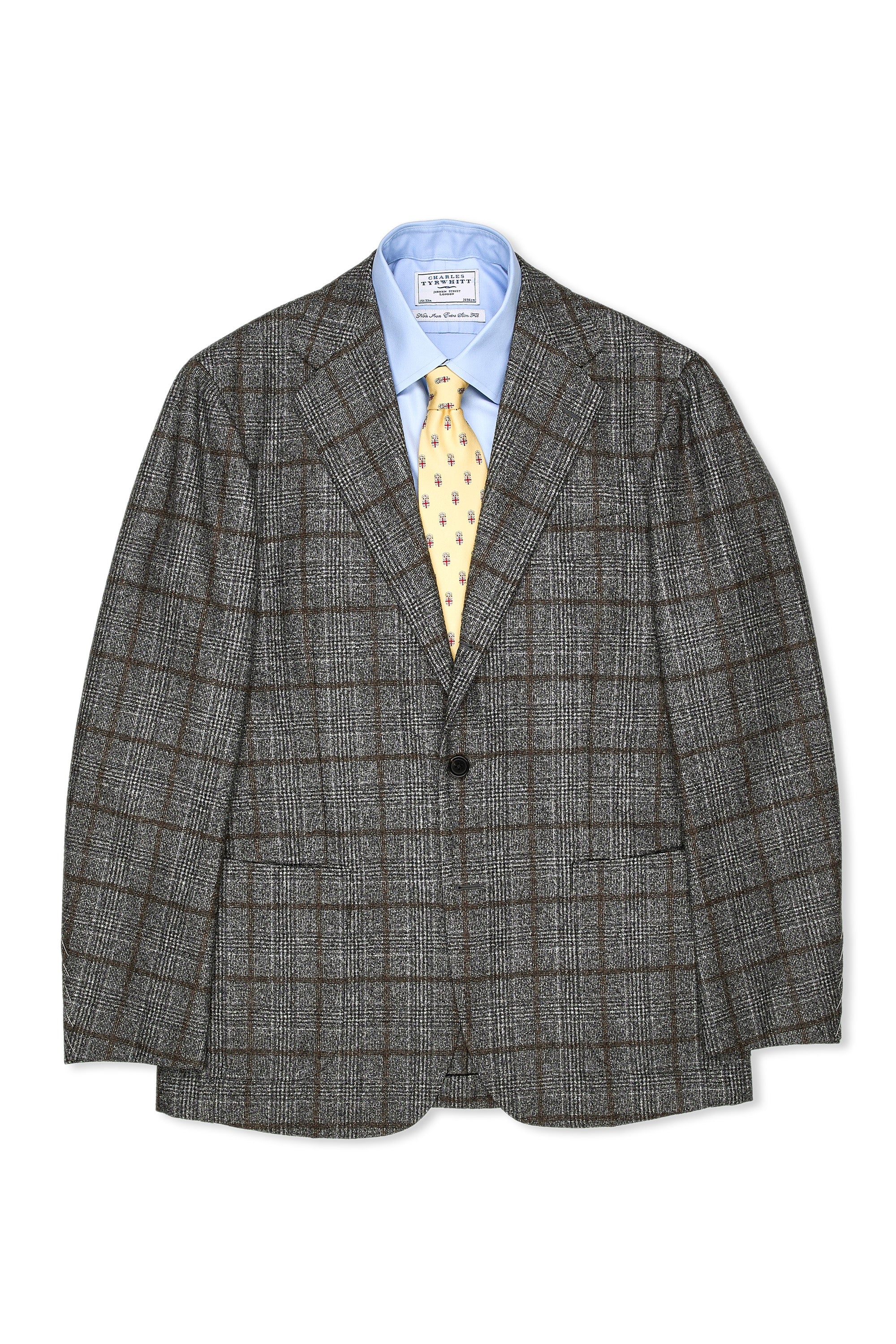 Ring Jacket Meister Grey/Brown Check Wool Sport Coat