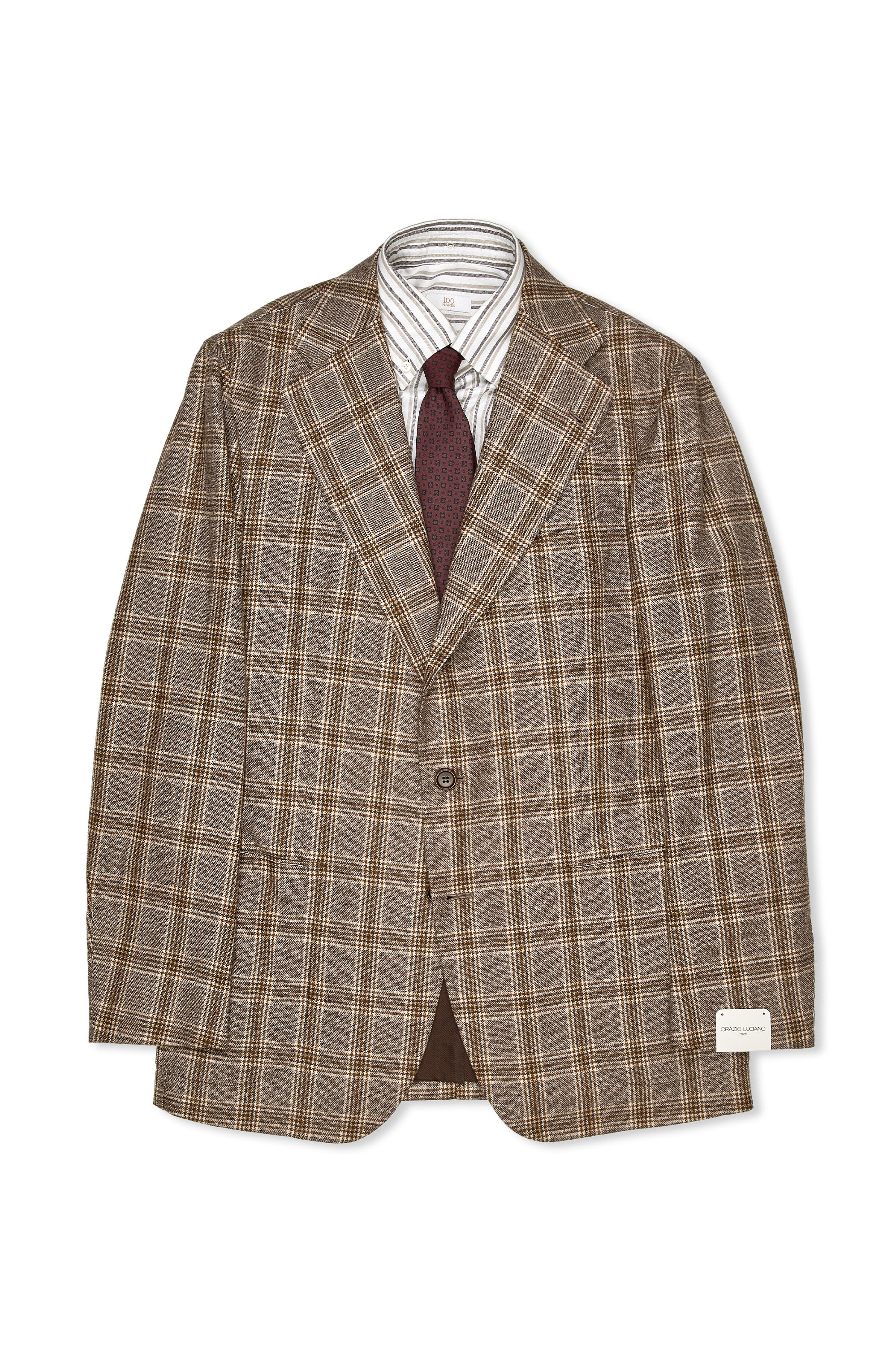 Orazio Luciano Beige/Brown Check Wool/Cashmere Sport Coat